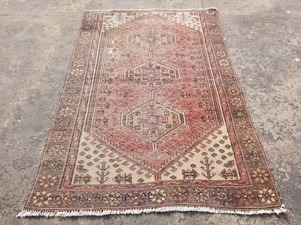 Distressed Antique Handmade Afghan Wool Multicolor Rug 172x118cm