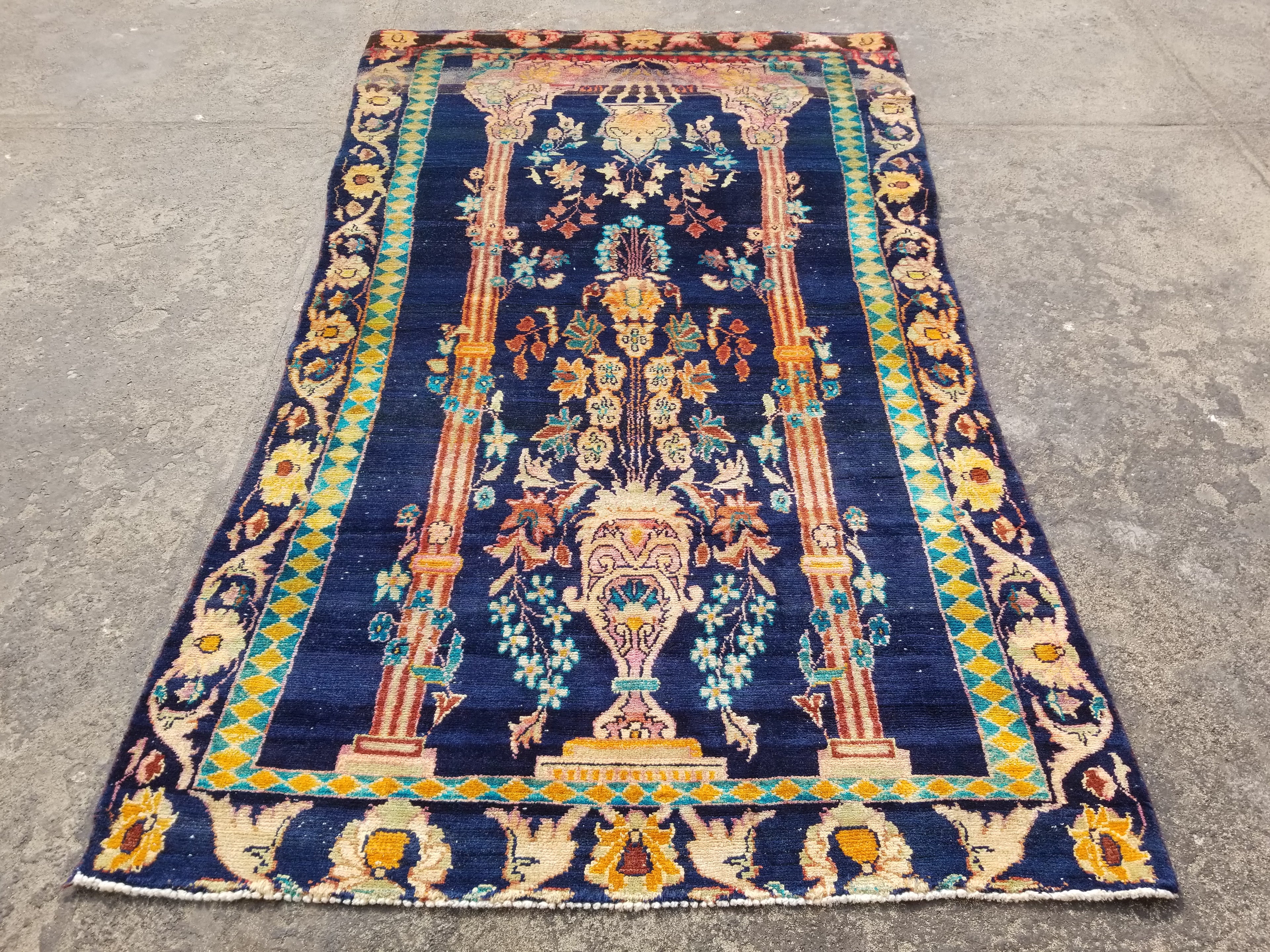 Distressed Antique Traditional Handmade Oriental Wool Multicolor Rug 238x144cm