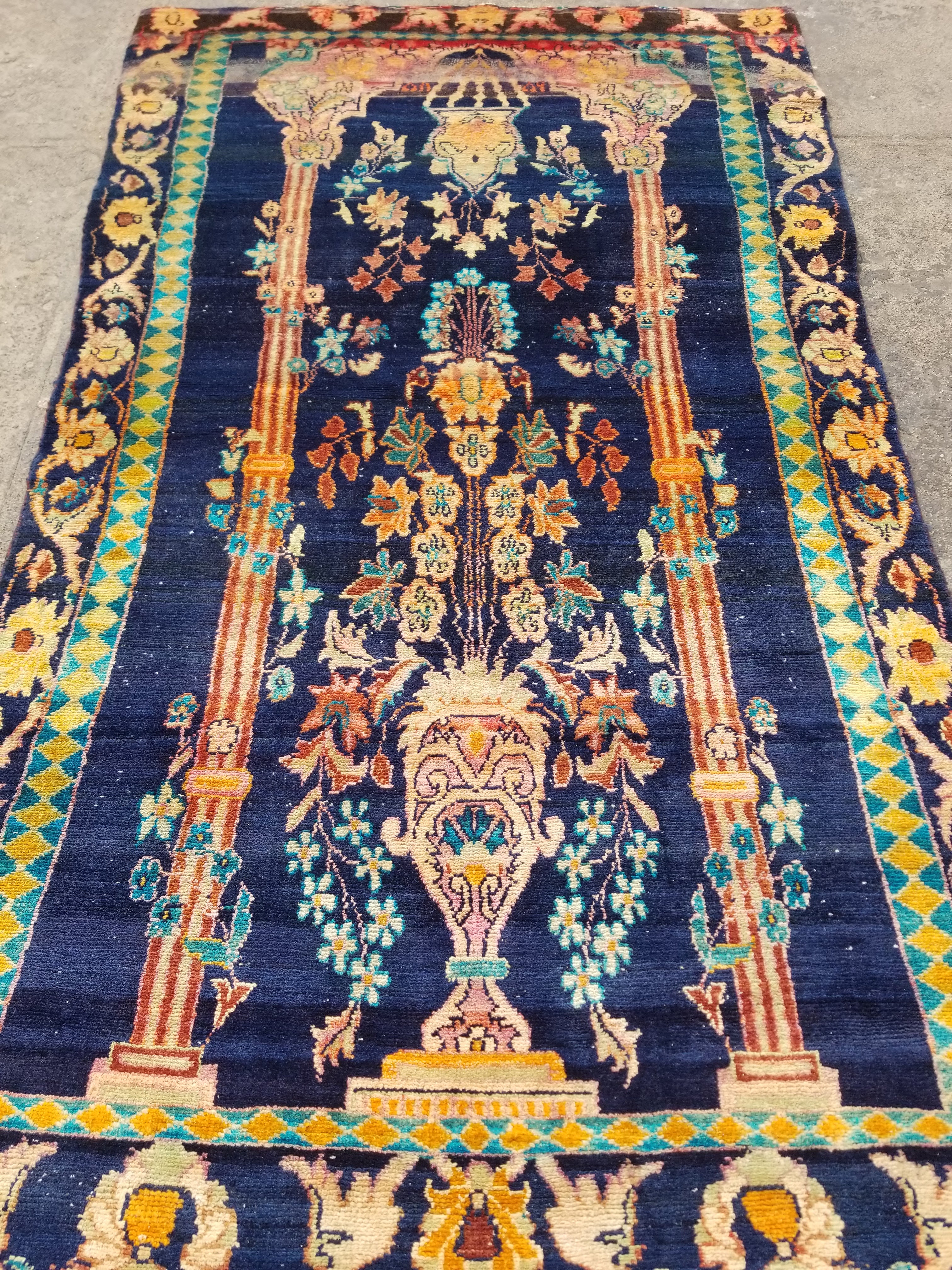 Distressed Antique Traditional Handmade Oriental Wool Multicolor Rug 238x144cm