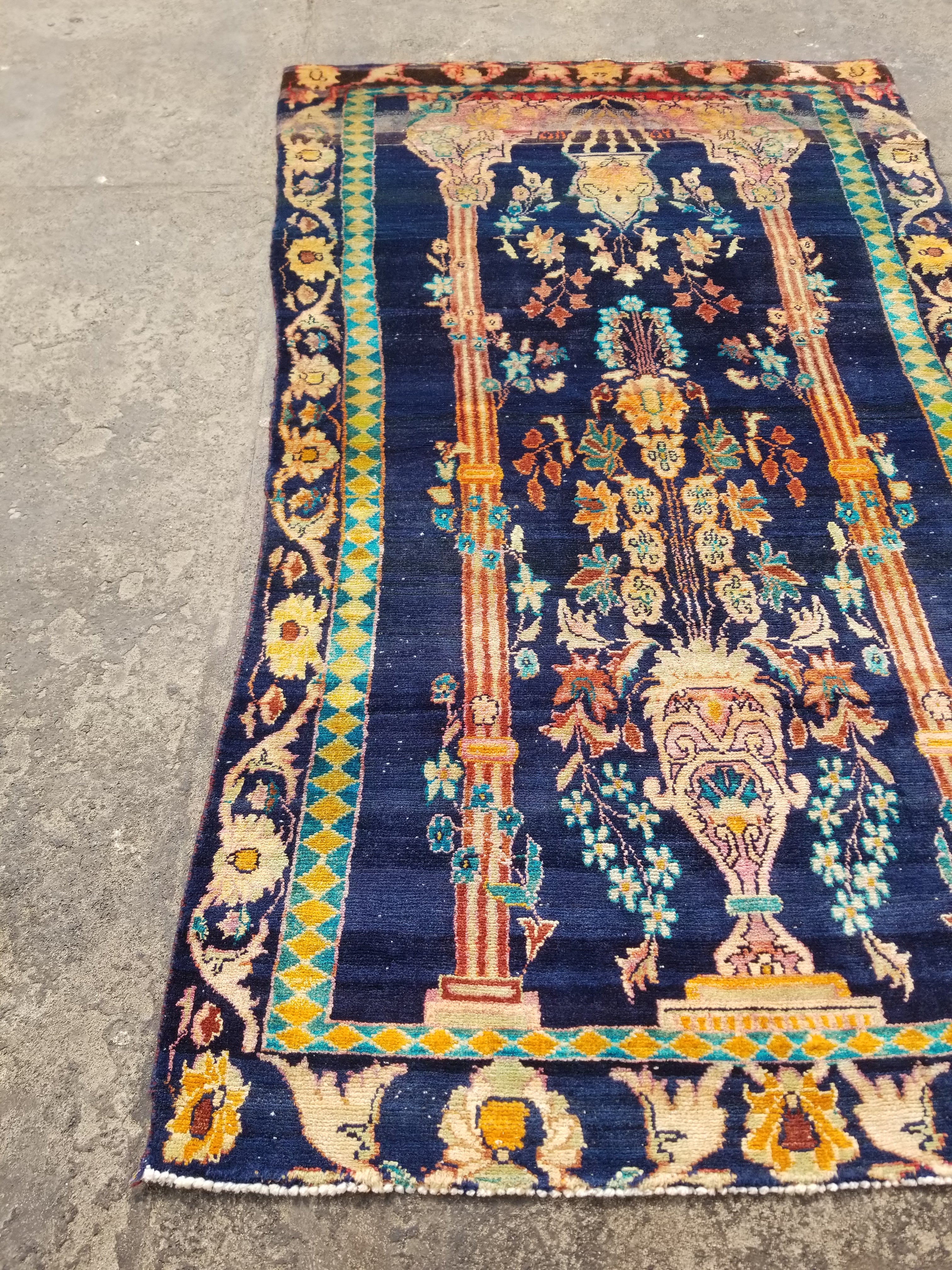 Distressed Antique Traditional Handmade Oriental Wool Multicolor Rug 238x144cm