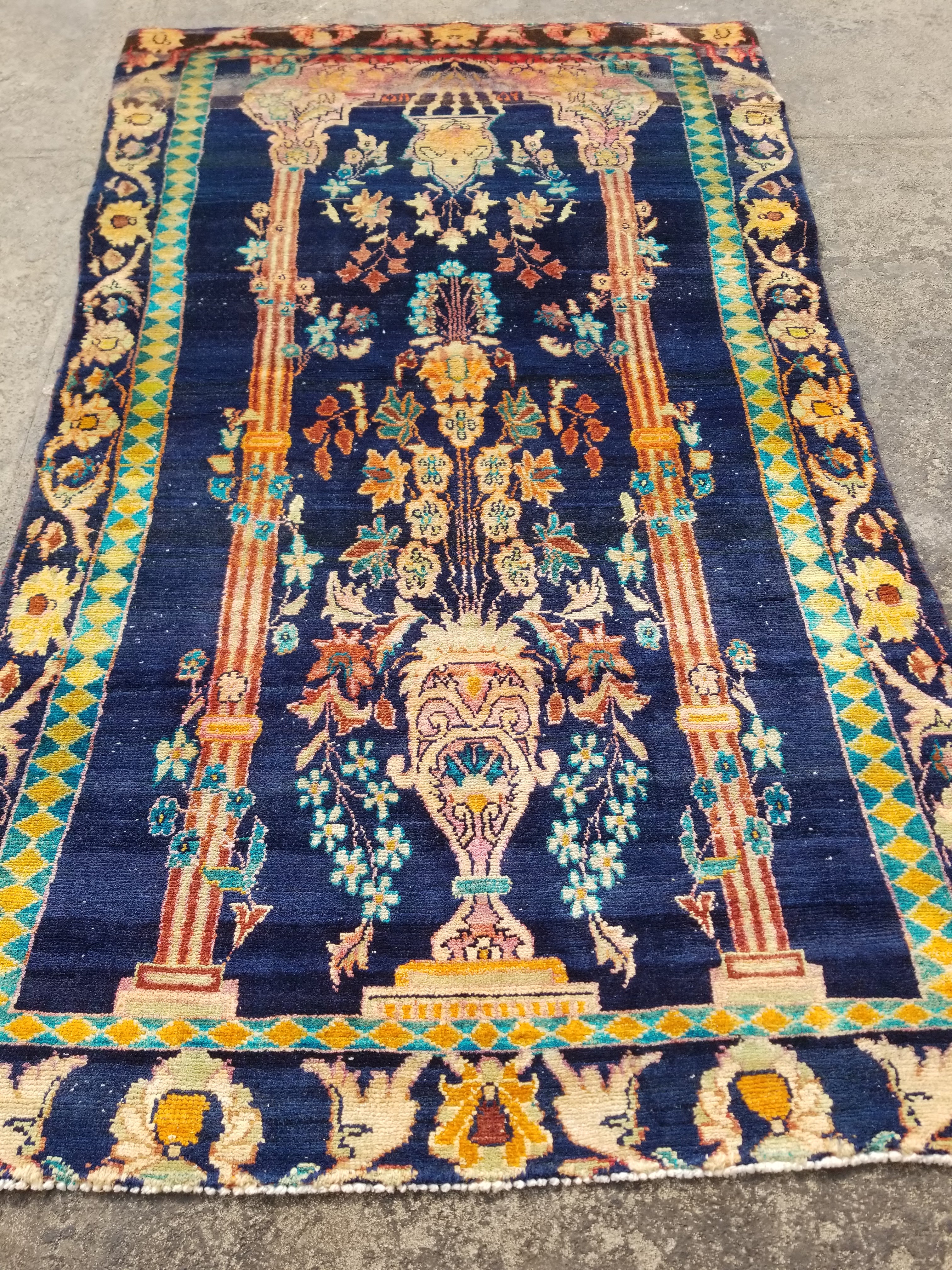 Distressed Antique Traditional Handmade Oriental Wool Multicolor Rug 238x144cm