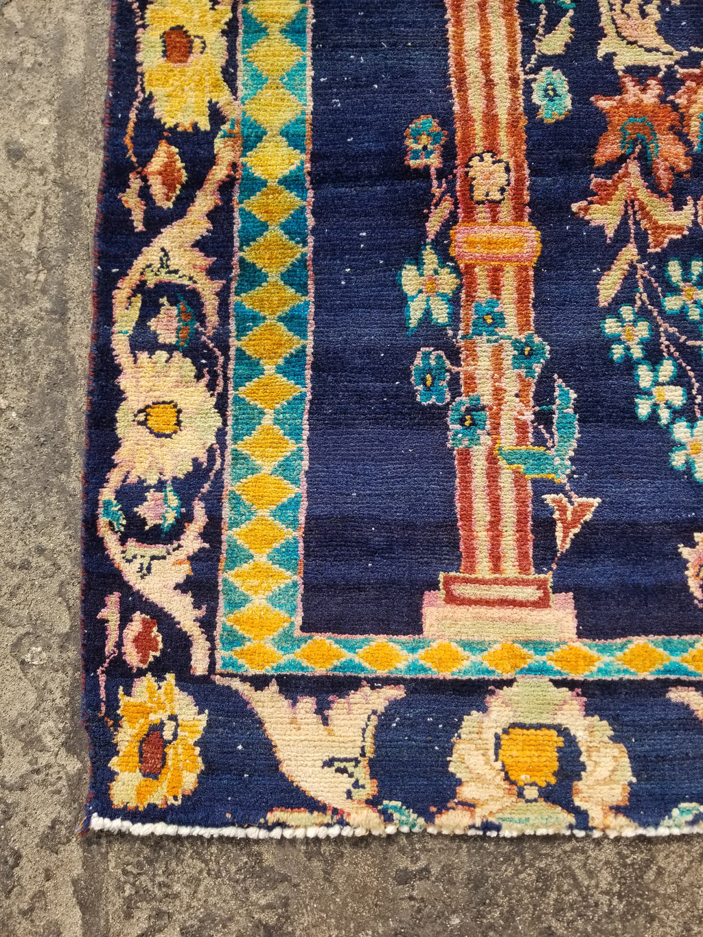 Distressed Antique Traditional Handmade Oriental Wool Multicolor Rug 238x144cm