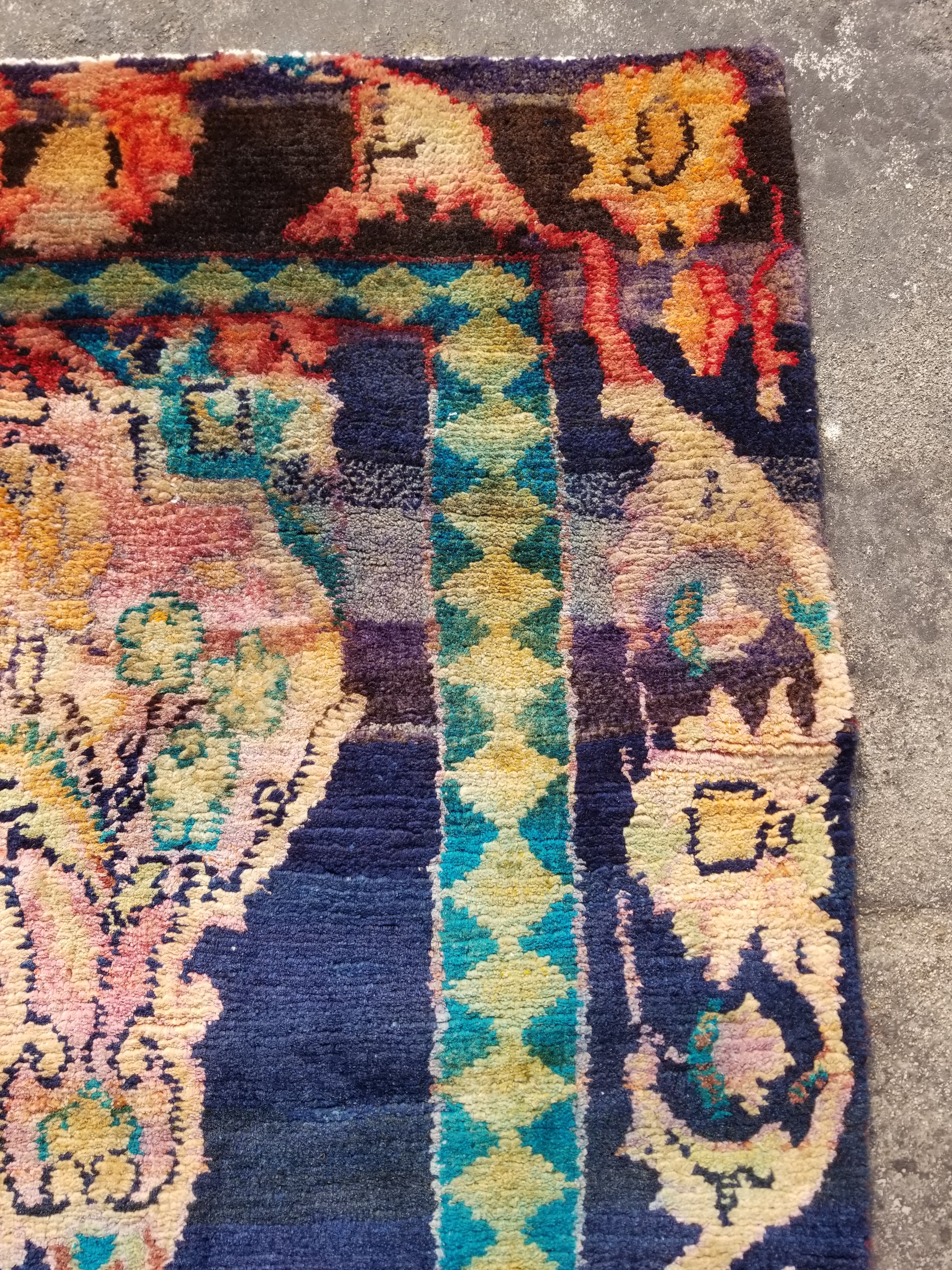 Distressed Antique Traditional Handmade Oriental Wool Multicolor Rug 238x144cm