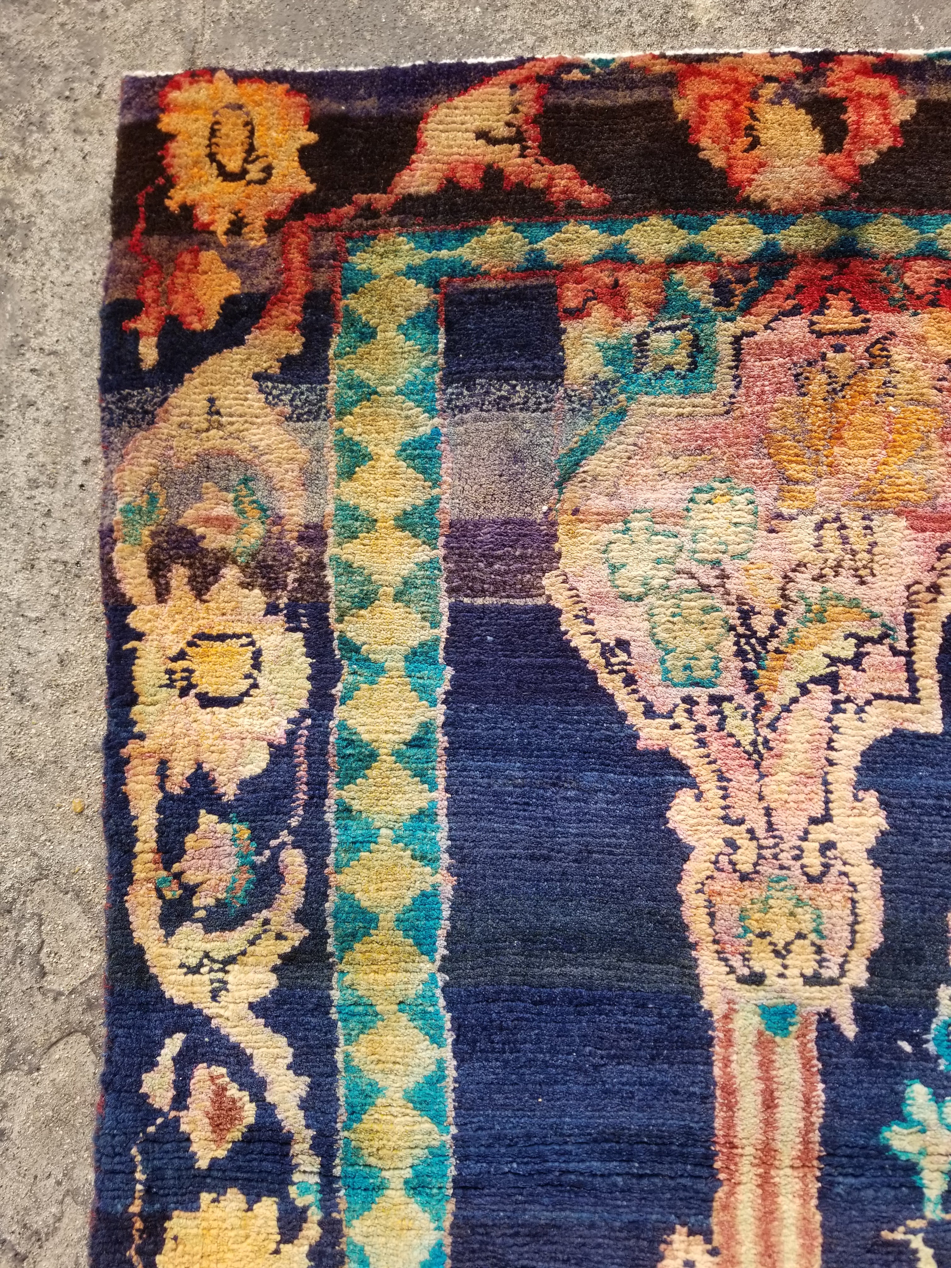 Distressed Antique Traditional Handmade Oriental Wool Multicolor Rug 238x144cm