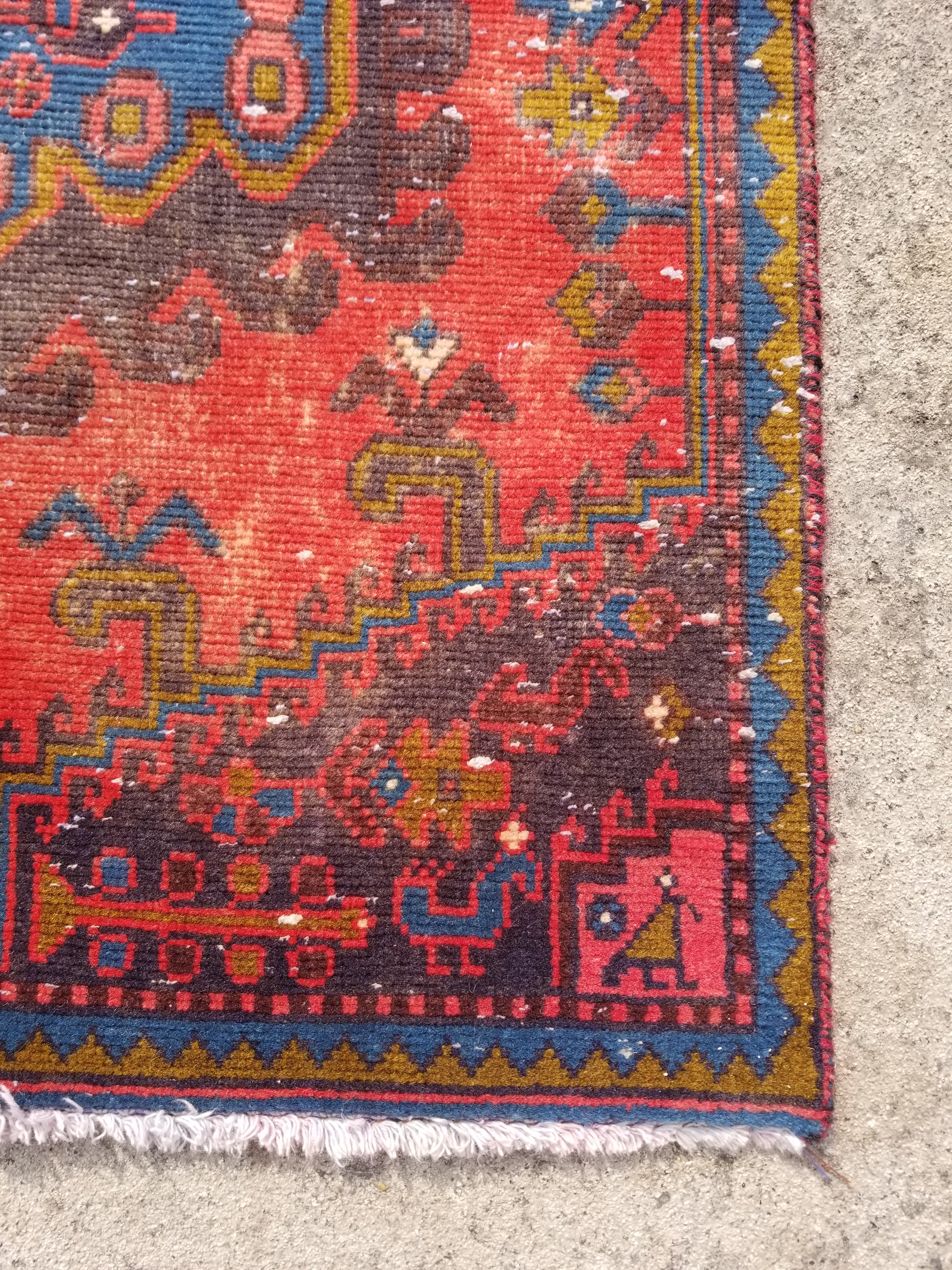 Distressed Vintage Handmade Turkish Oushak Wool Multicolor Runner Rug 284x85cm