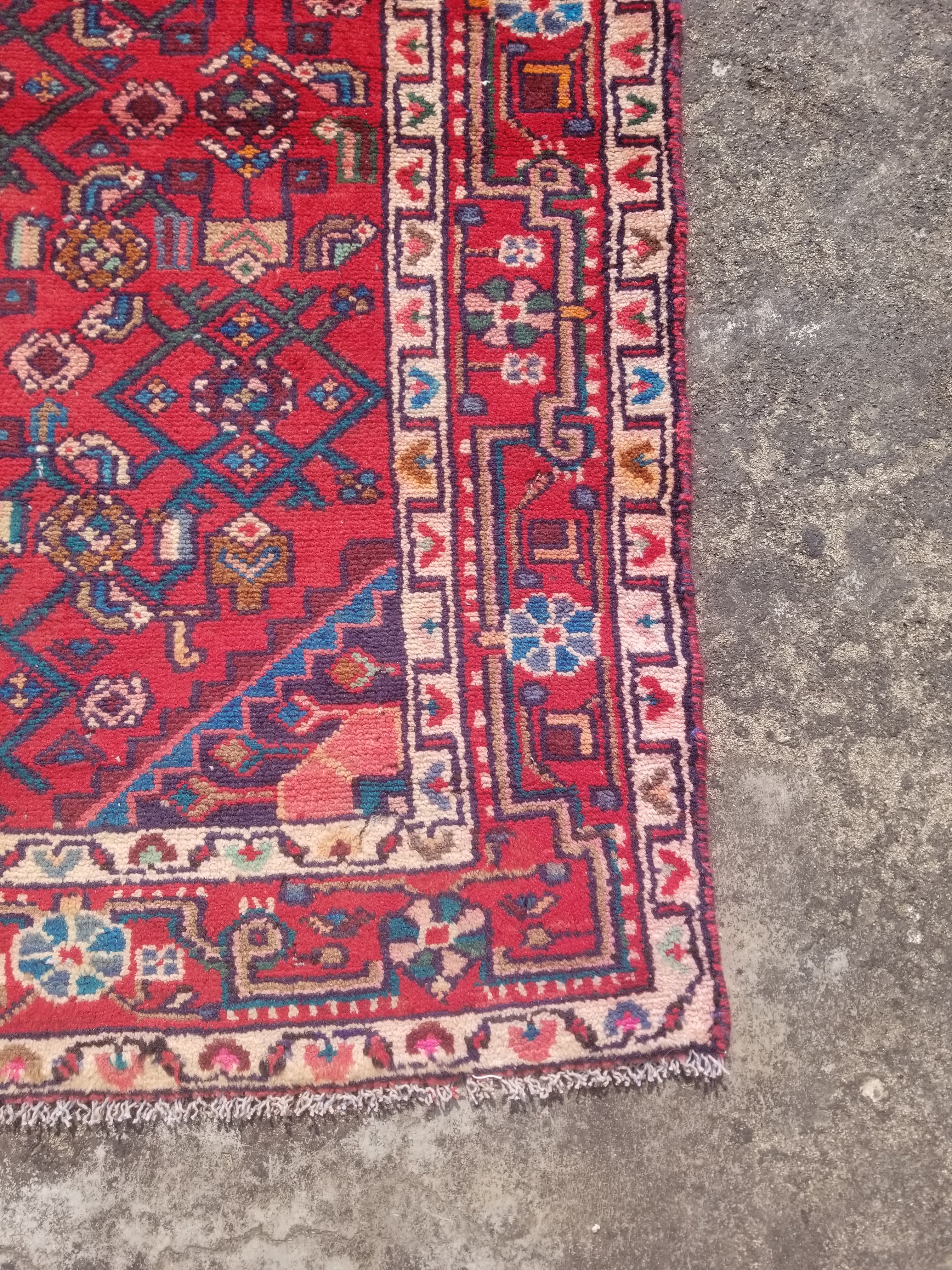 Vintage Traditional Handmade Hamadan Wool Multicolor Runner Rug 375x100cm
