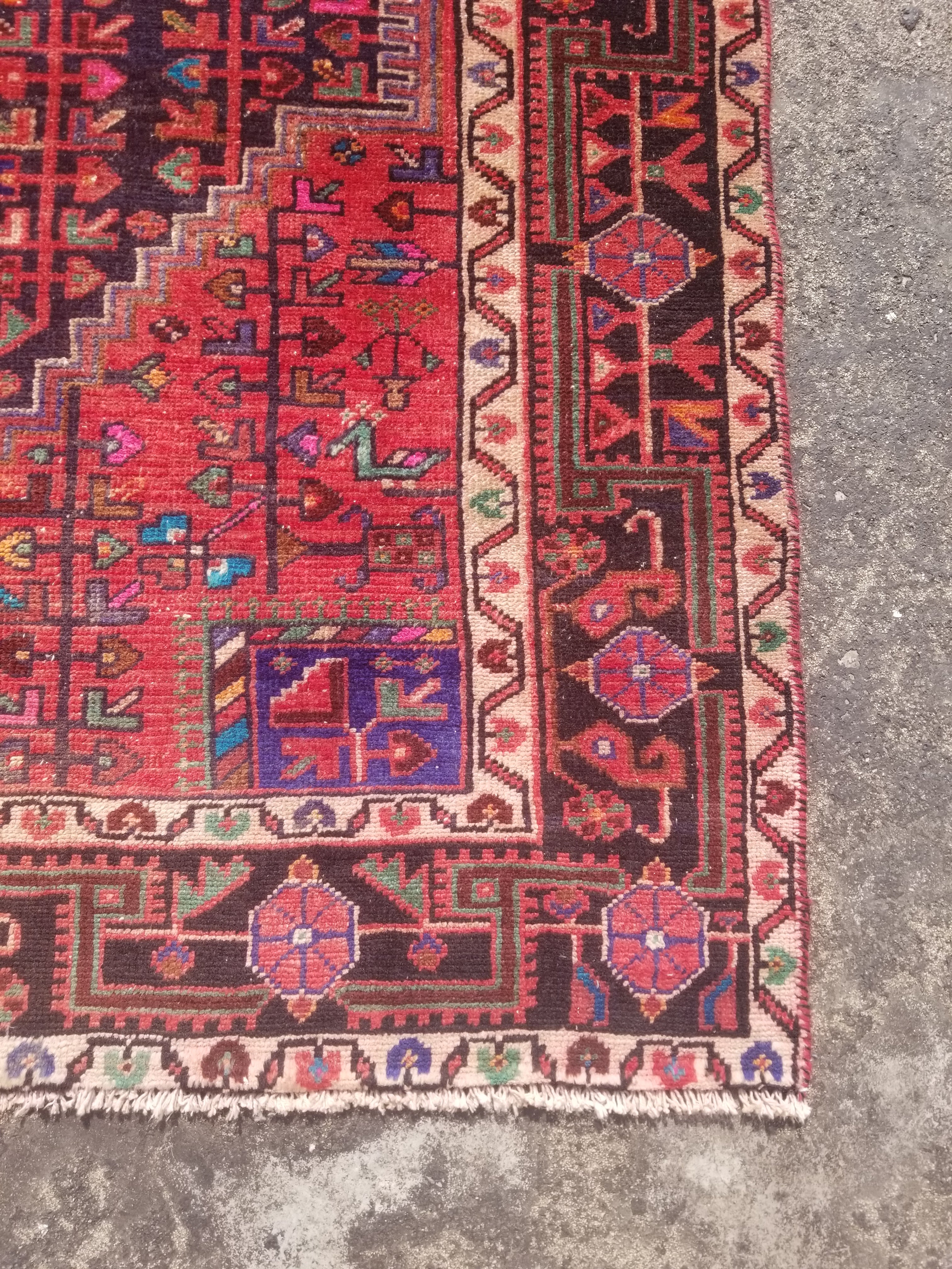 Distressed Vintage Handmade Navahand Wool Multicolor Runner Rug 340x146cm