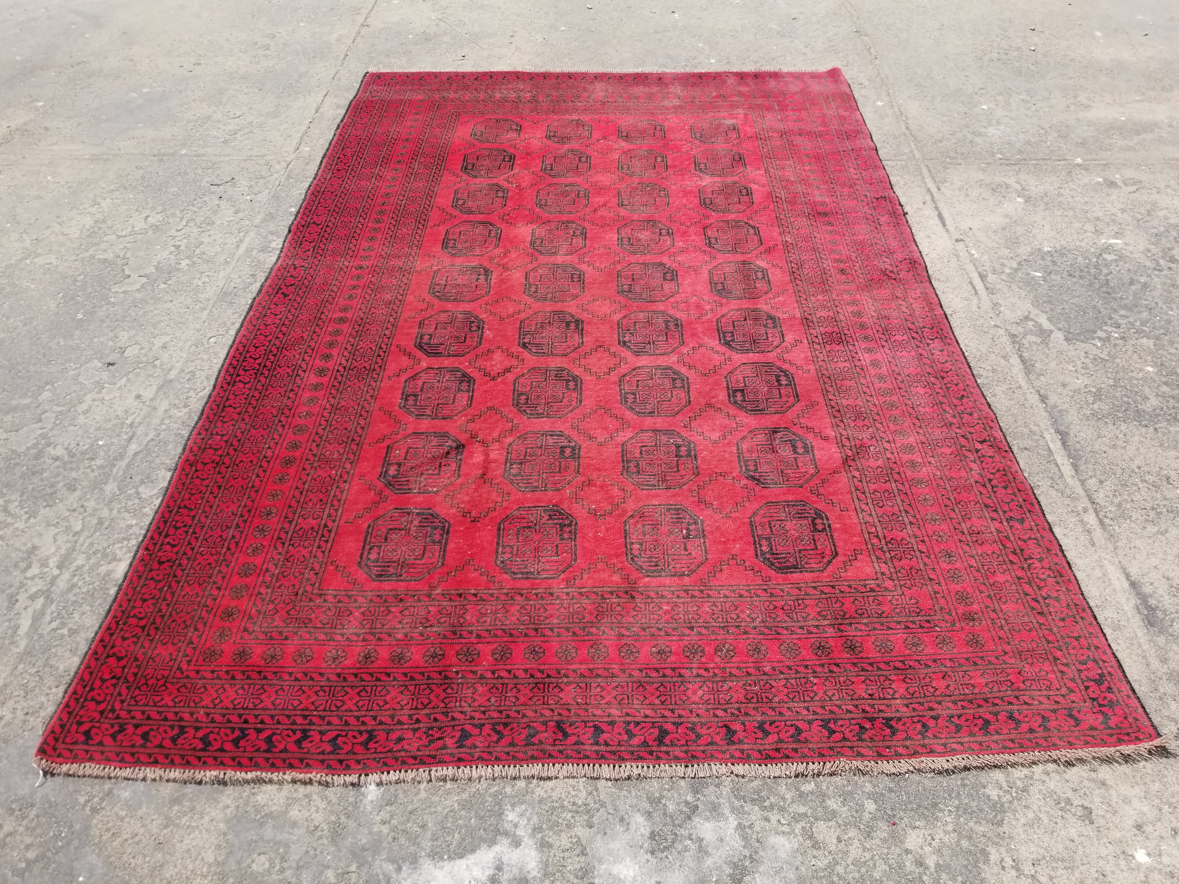 Vintage Traditional Handmade Afghan Wool Multicolor Rug 287x193cm