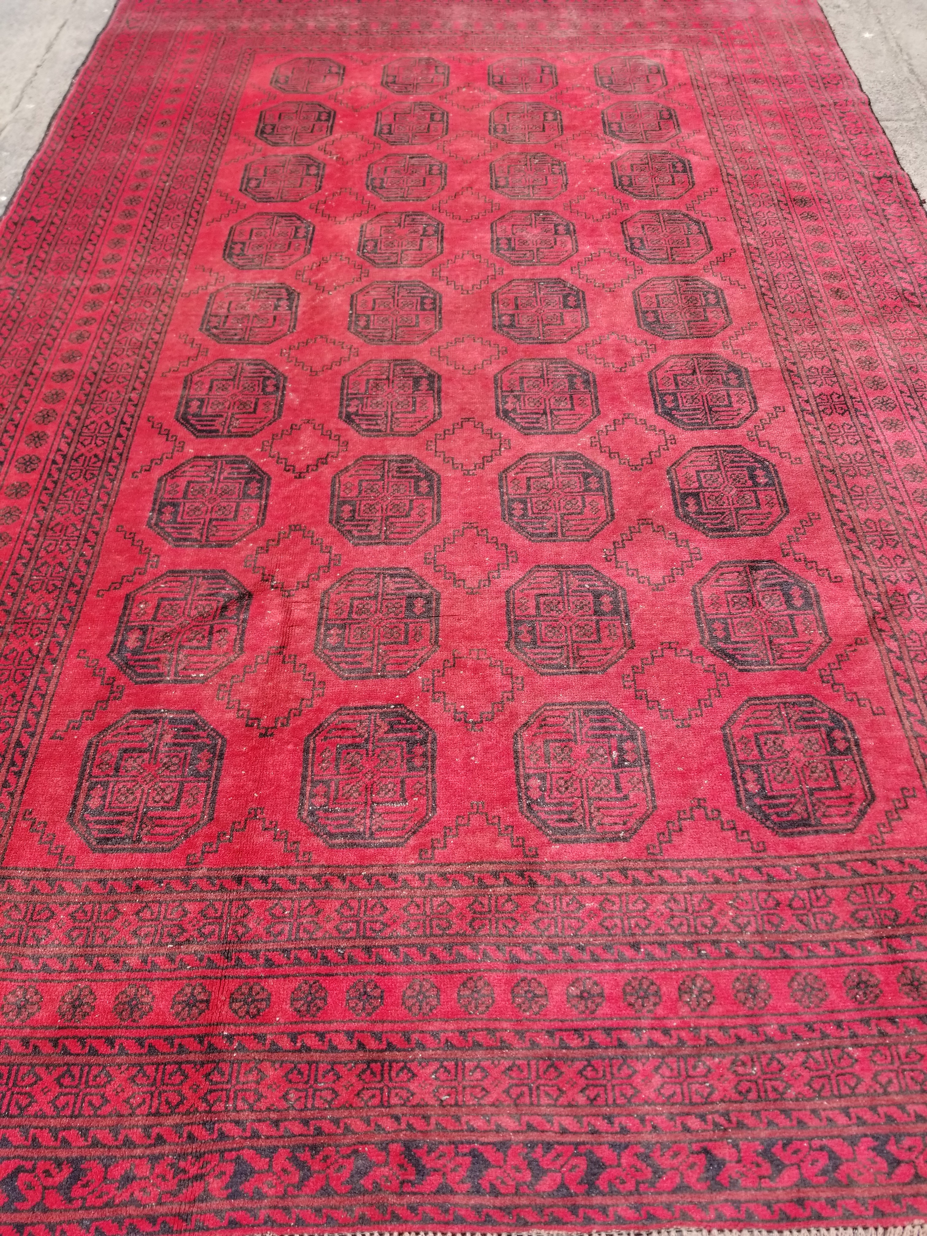 Vintage Traditional Handmade Afghan Wool Multicolor Rug 287x193cm