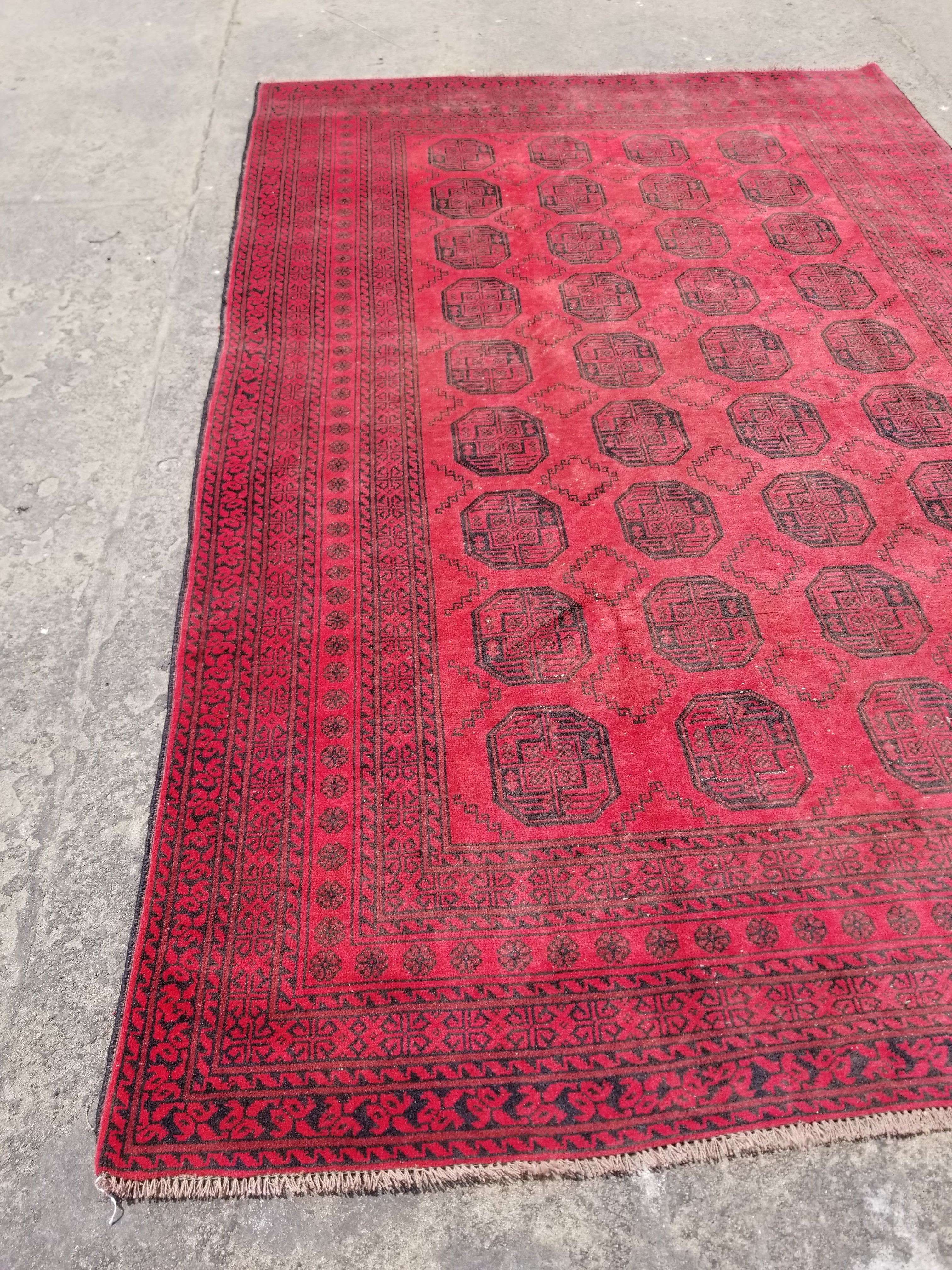 Vintage Traditional Handmade Afghan Wool Multicolor Rug 287x193cm