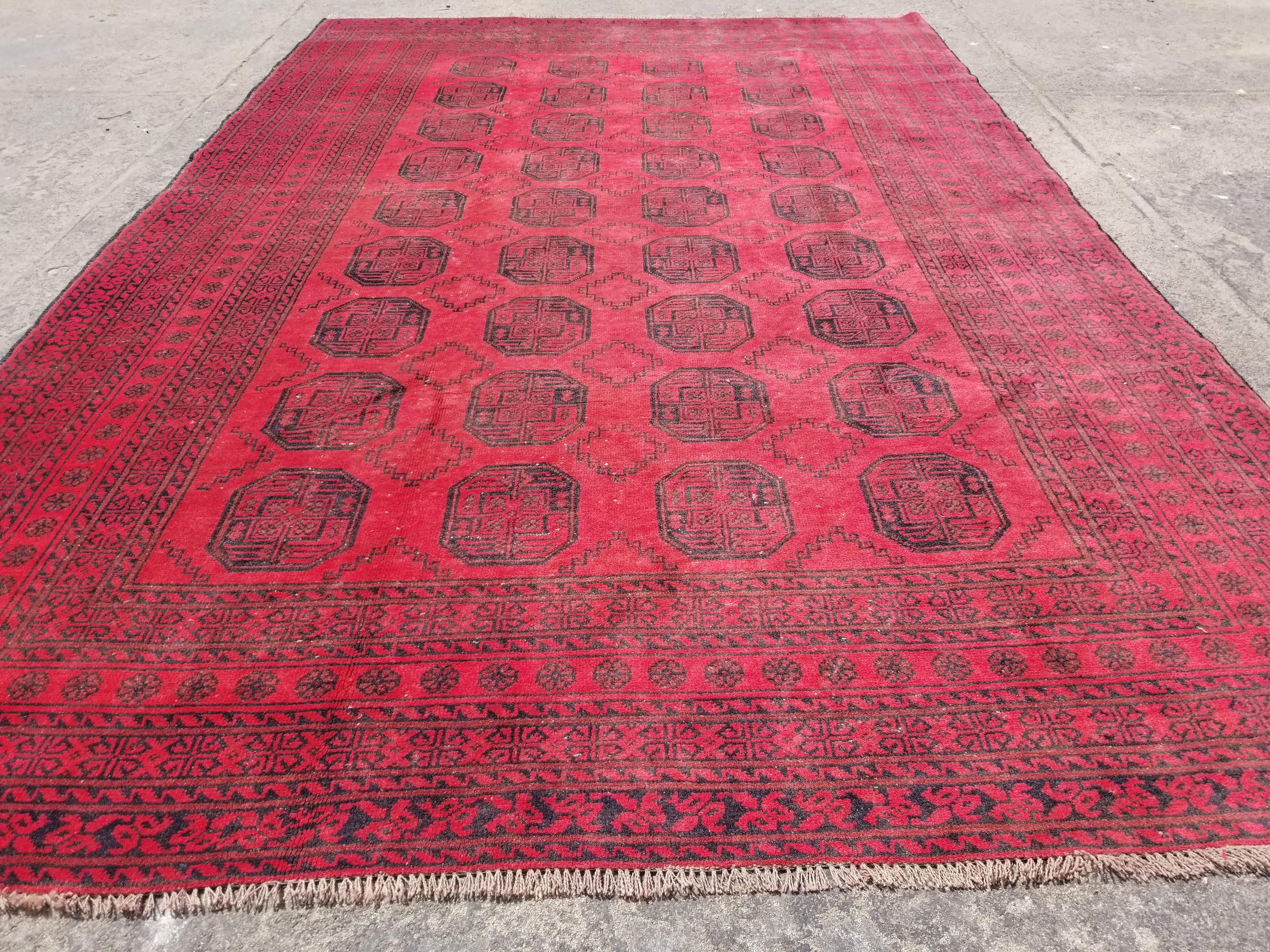 Vintage Traditional Handmade Afghan Wool Multicolor Rug 287x193cm