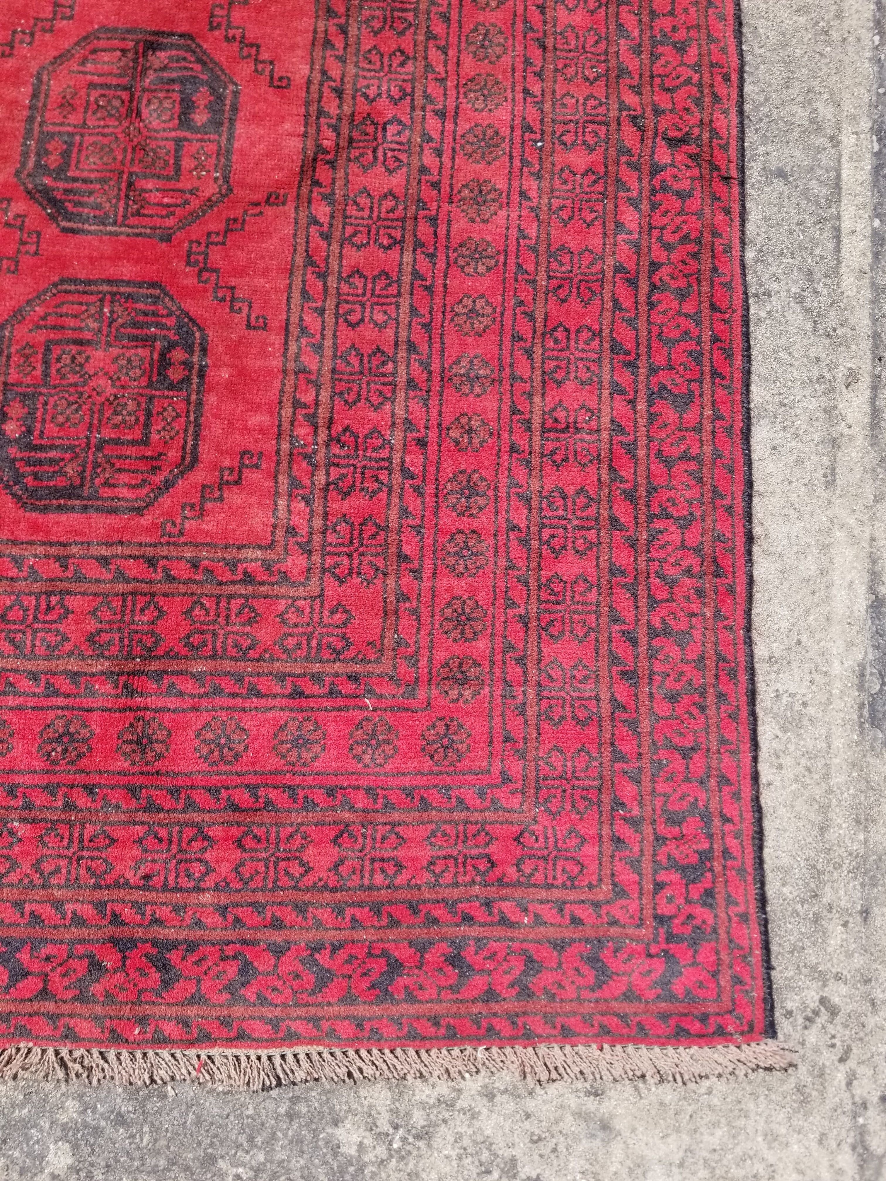 Vintage Traditional Handmade Afghan Wool Multicolor Rug 287x193cm