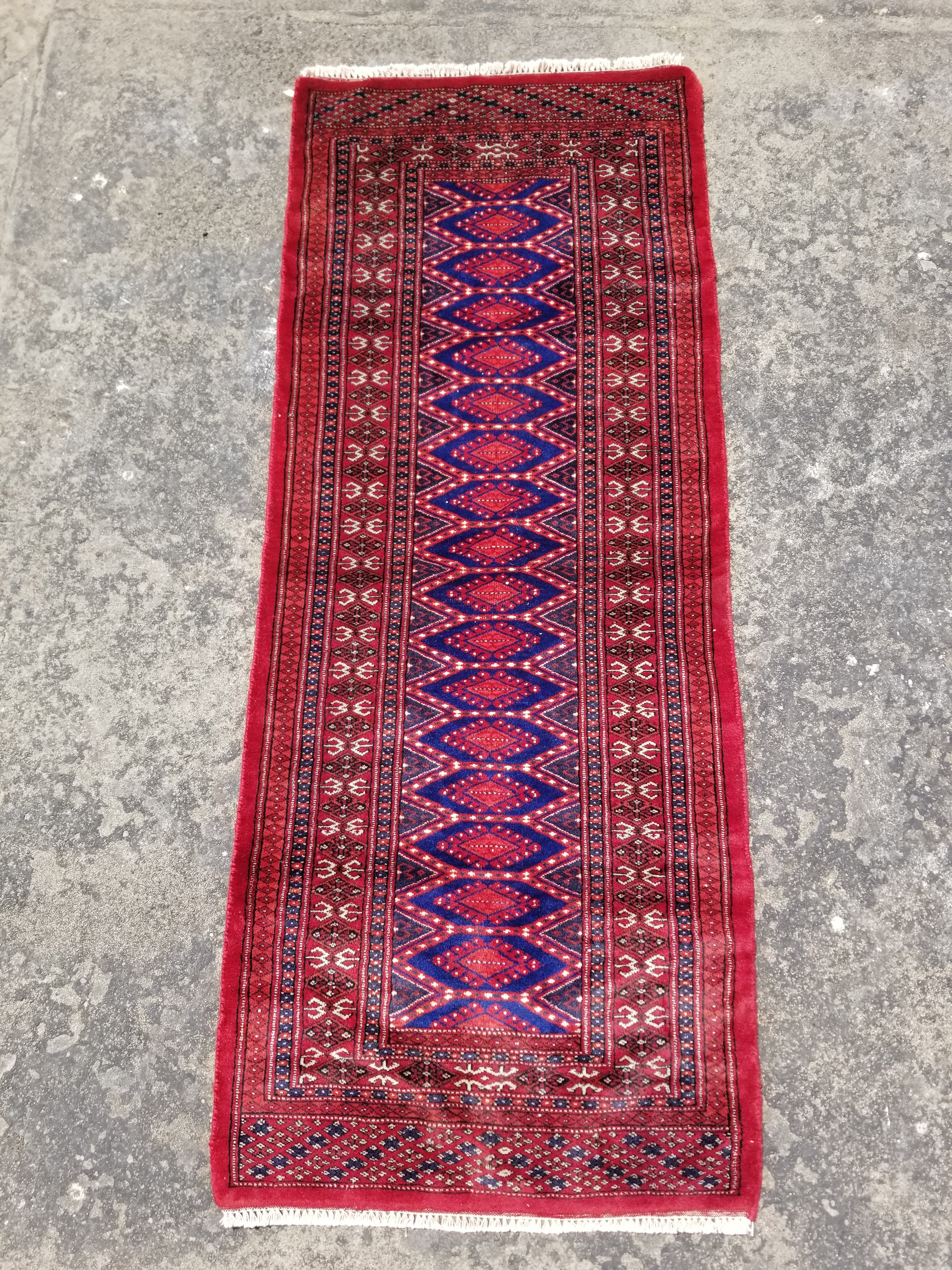 Vintage Traditional Handmade Turkmen Wool Multicolor Runner Rug 155x62cm