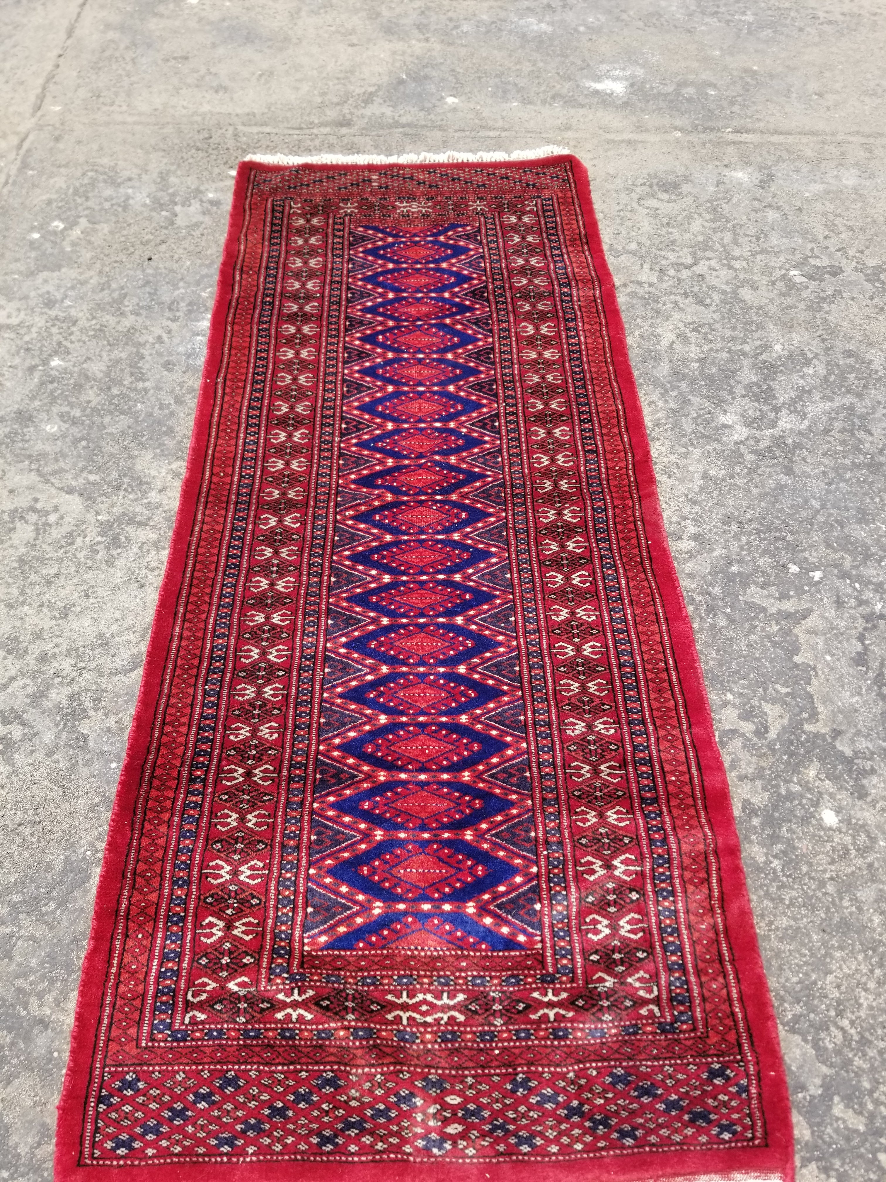 Vintage Traditional Handmade Turkmen Wool Multicolor Runner Rug 155x62cm