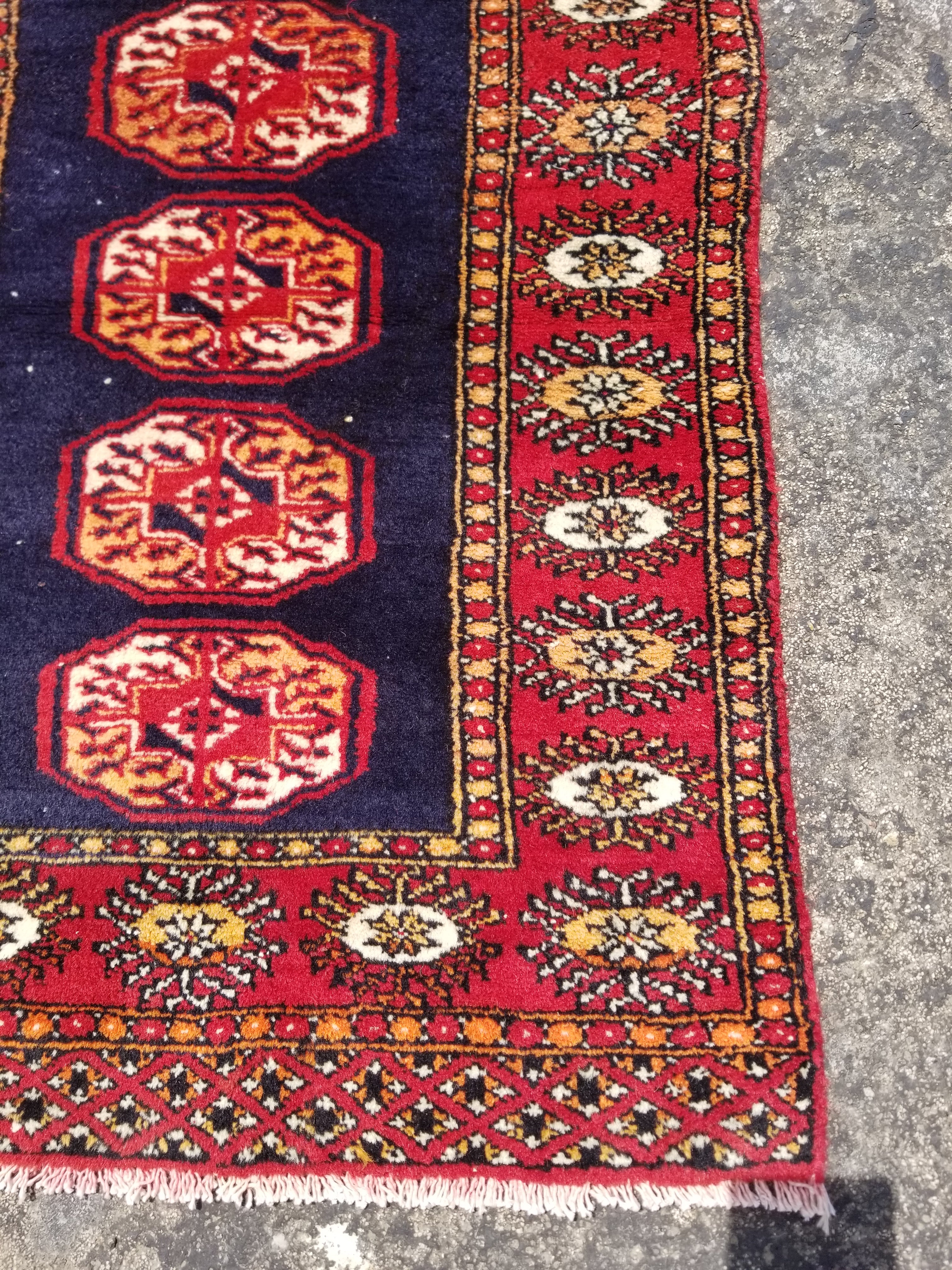 Vintage Traditional Handmade Turkmen Wool Multicolor Rug 84x58cm