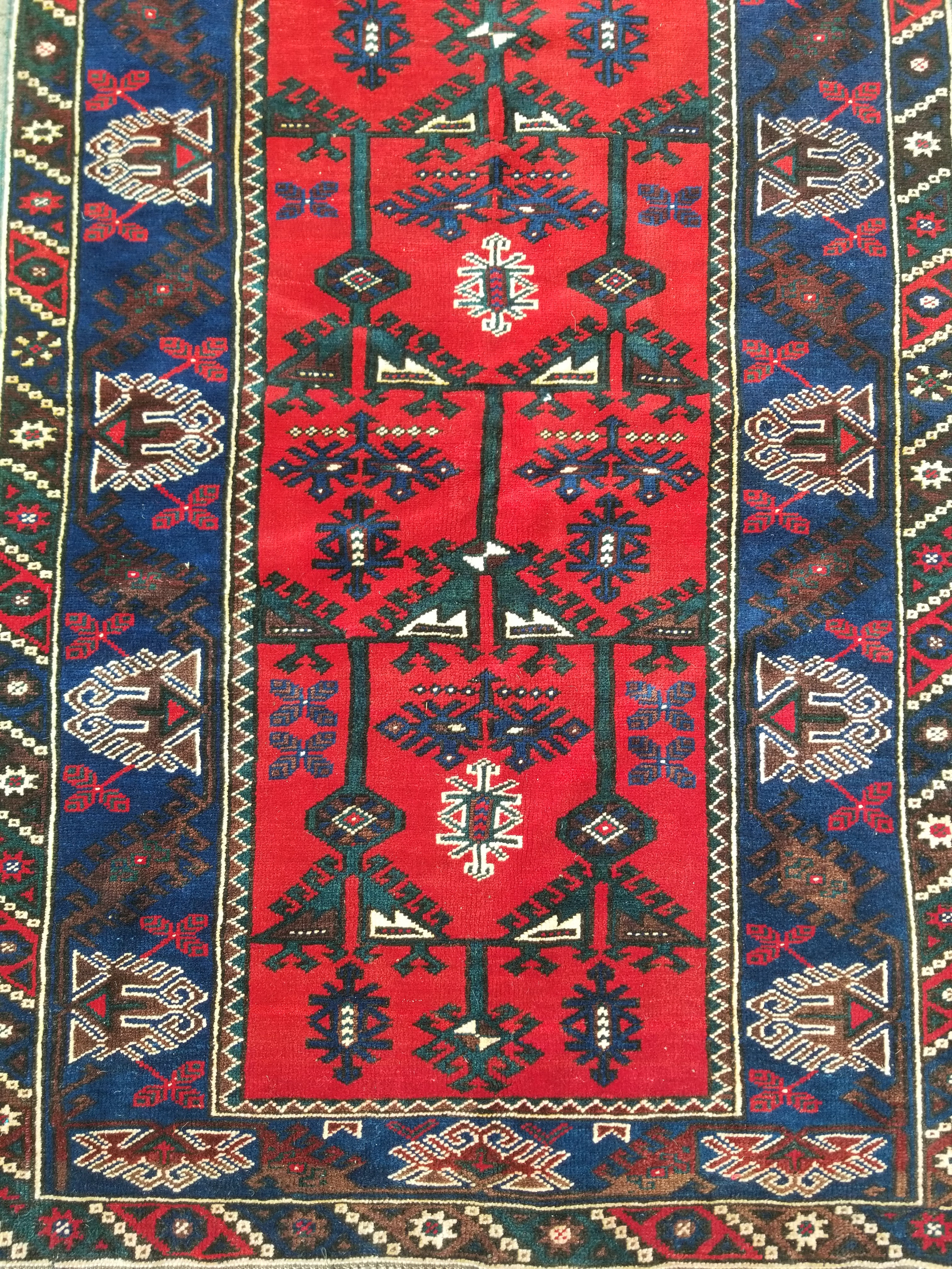 Vintage Traditional Handmade Turkish Wool Multicolor Rug 185x127cm