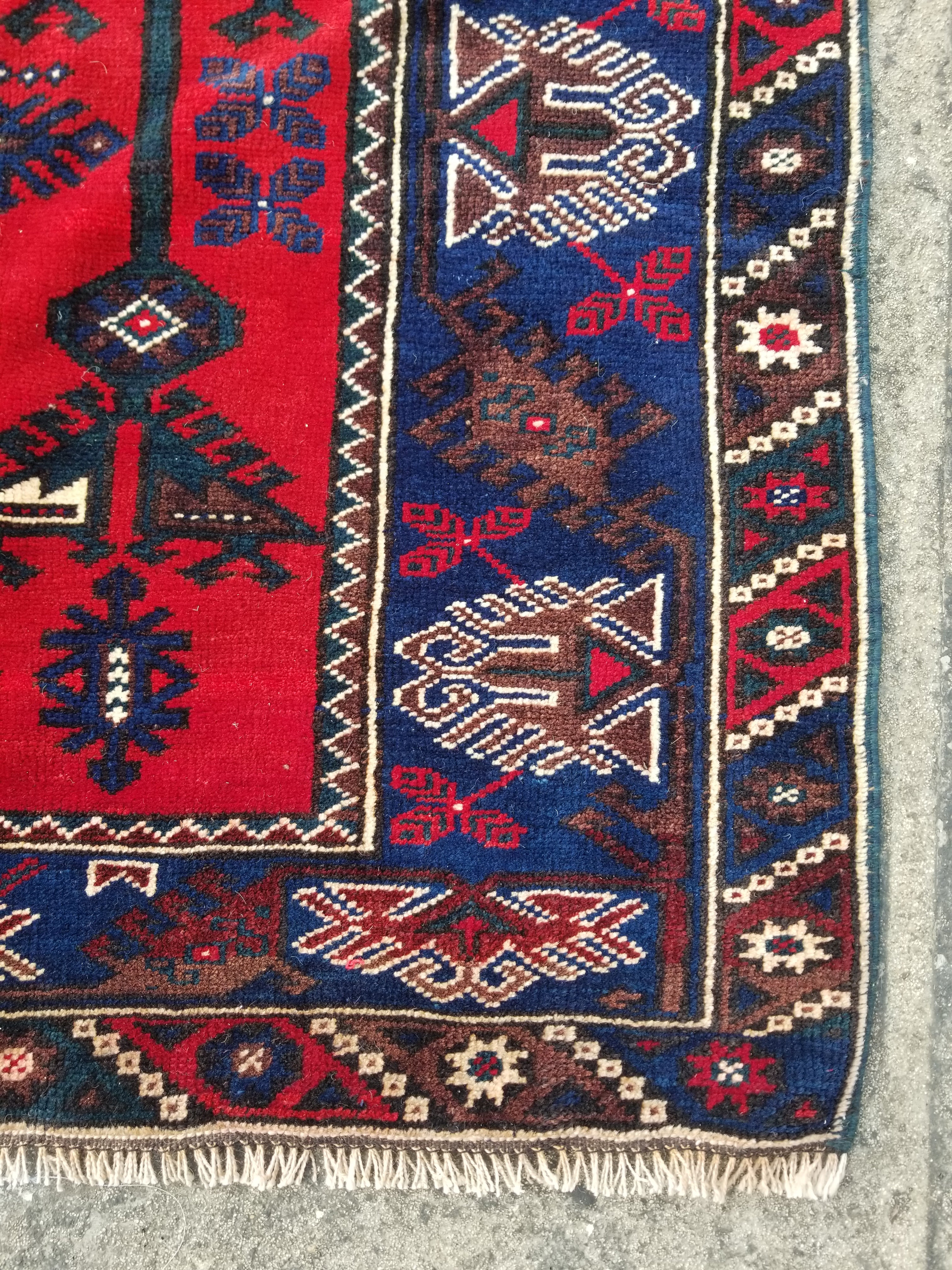 Vintage Traditional Handmade Turkish Wool Multicolor Rug 185x127cm