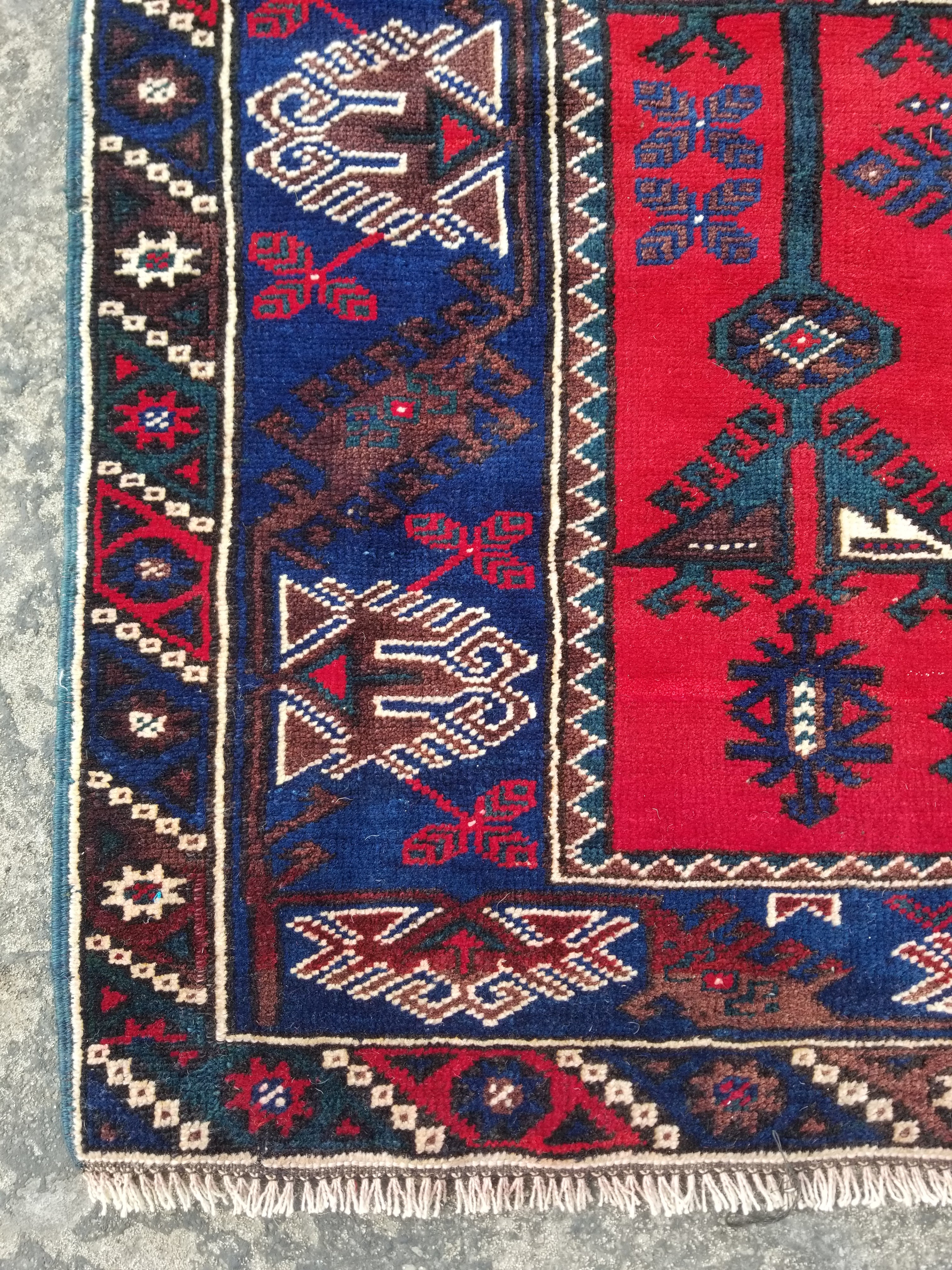 Vintage Traditional Handmade Turkish Wool Multicolor Rug 185x127cm