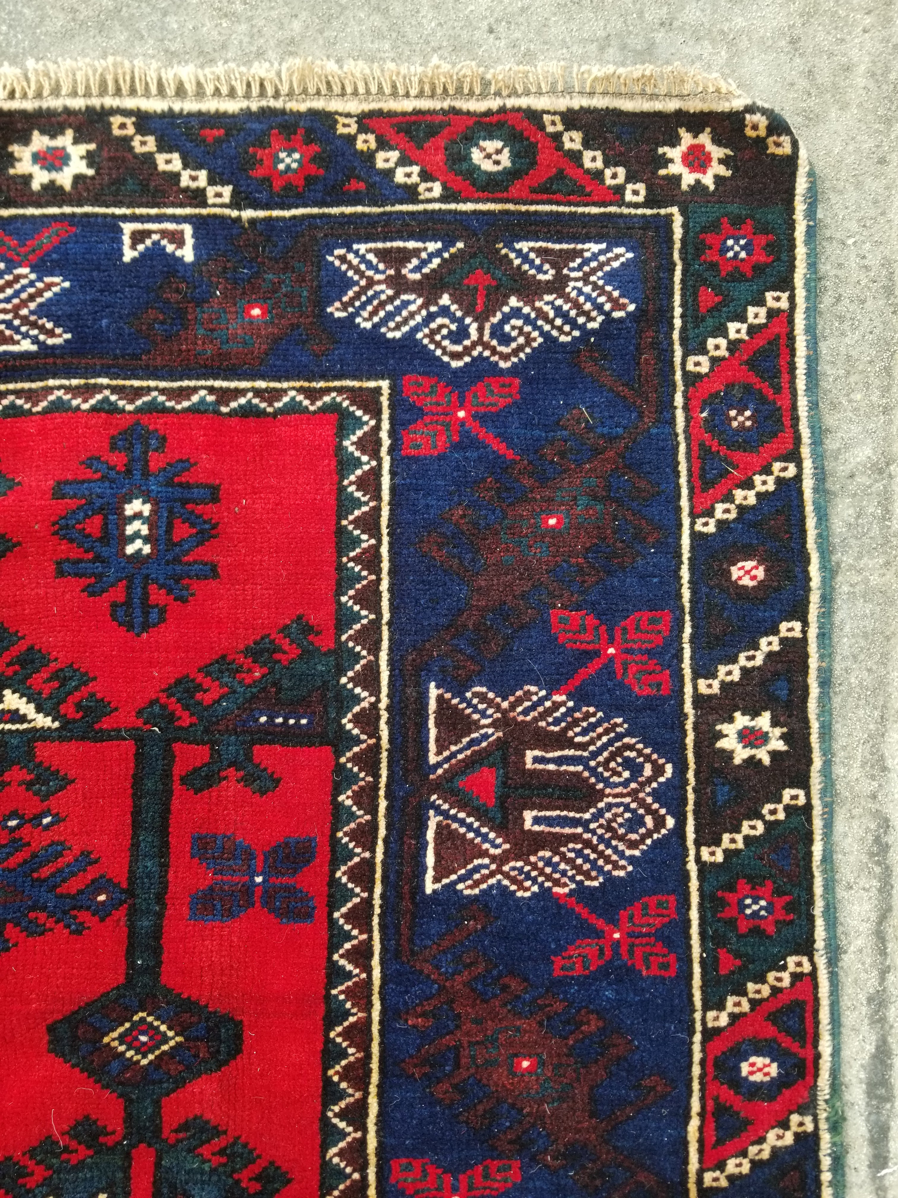 Vintage Traditional Handmade Turkish Wool Multicolor Rug 185x127cm