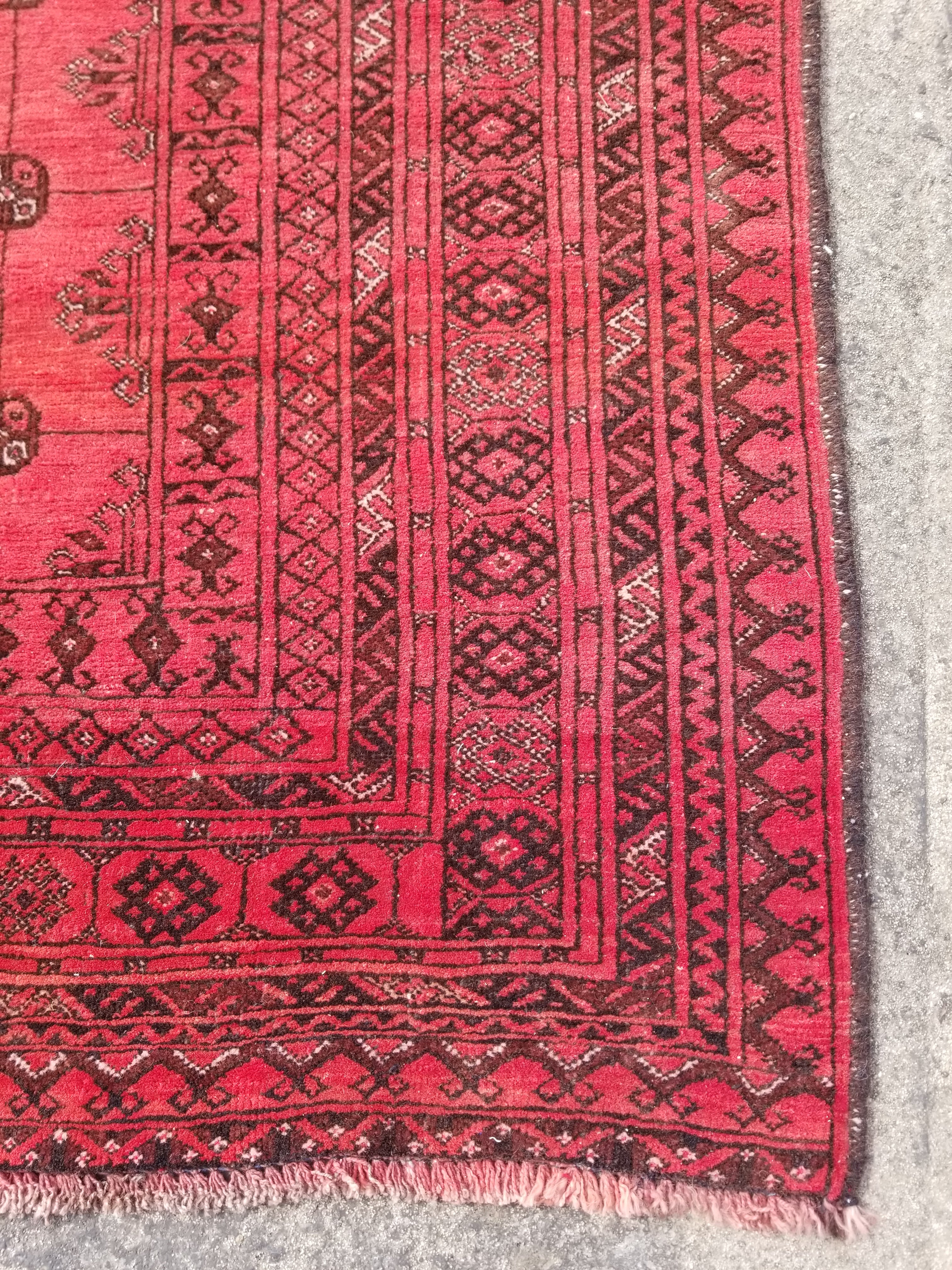 Vintage Traditional Handmade Afghan Turkmen Wool Multicolor Rug 248x195cm