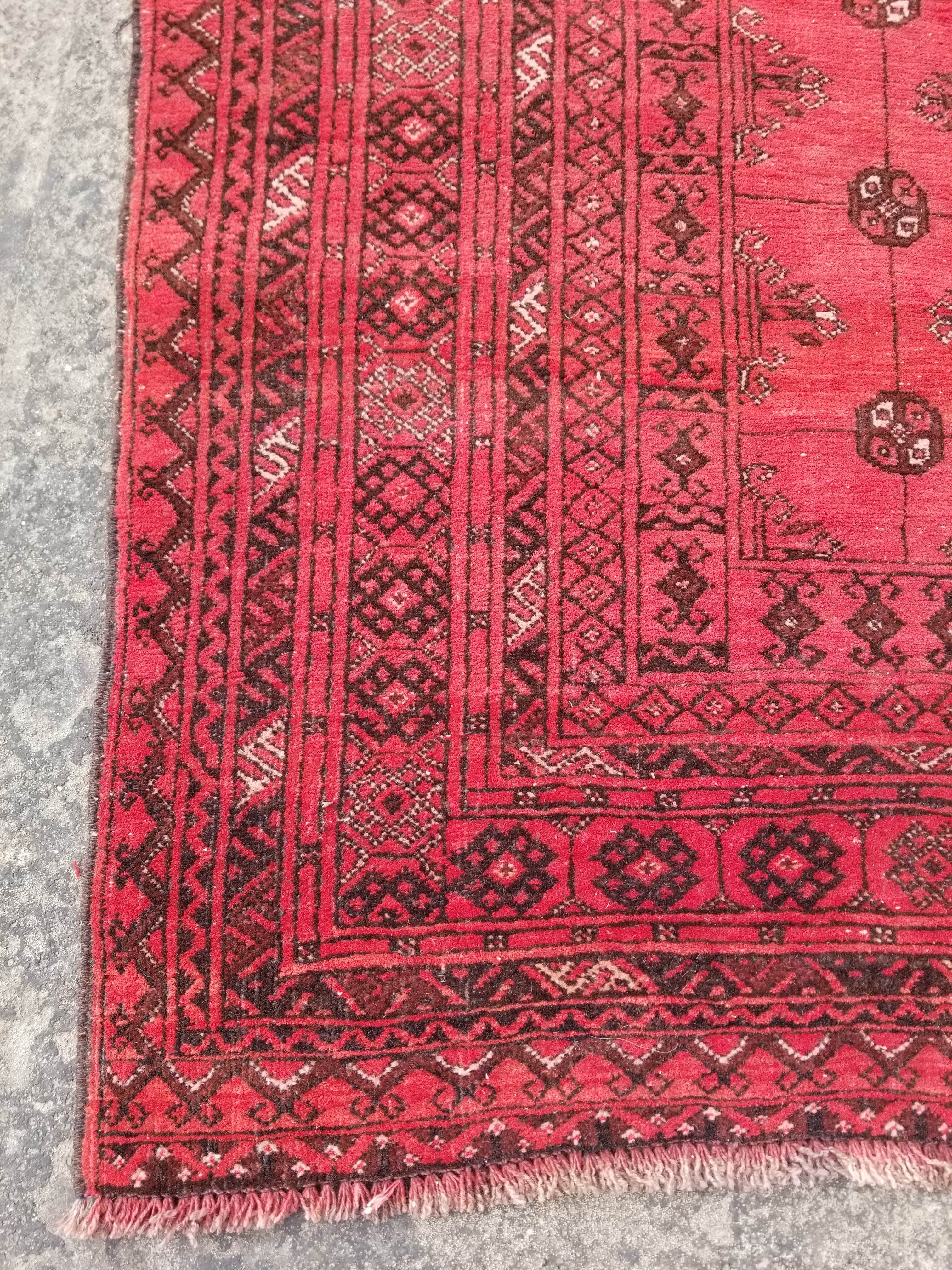 Vintage Traditional Handmade Afghan Turkmen Wool Multicolor Rug 248x195cm