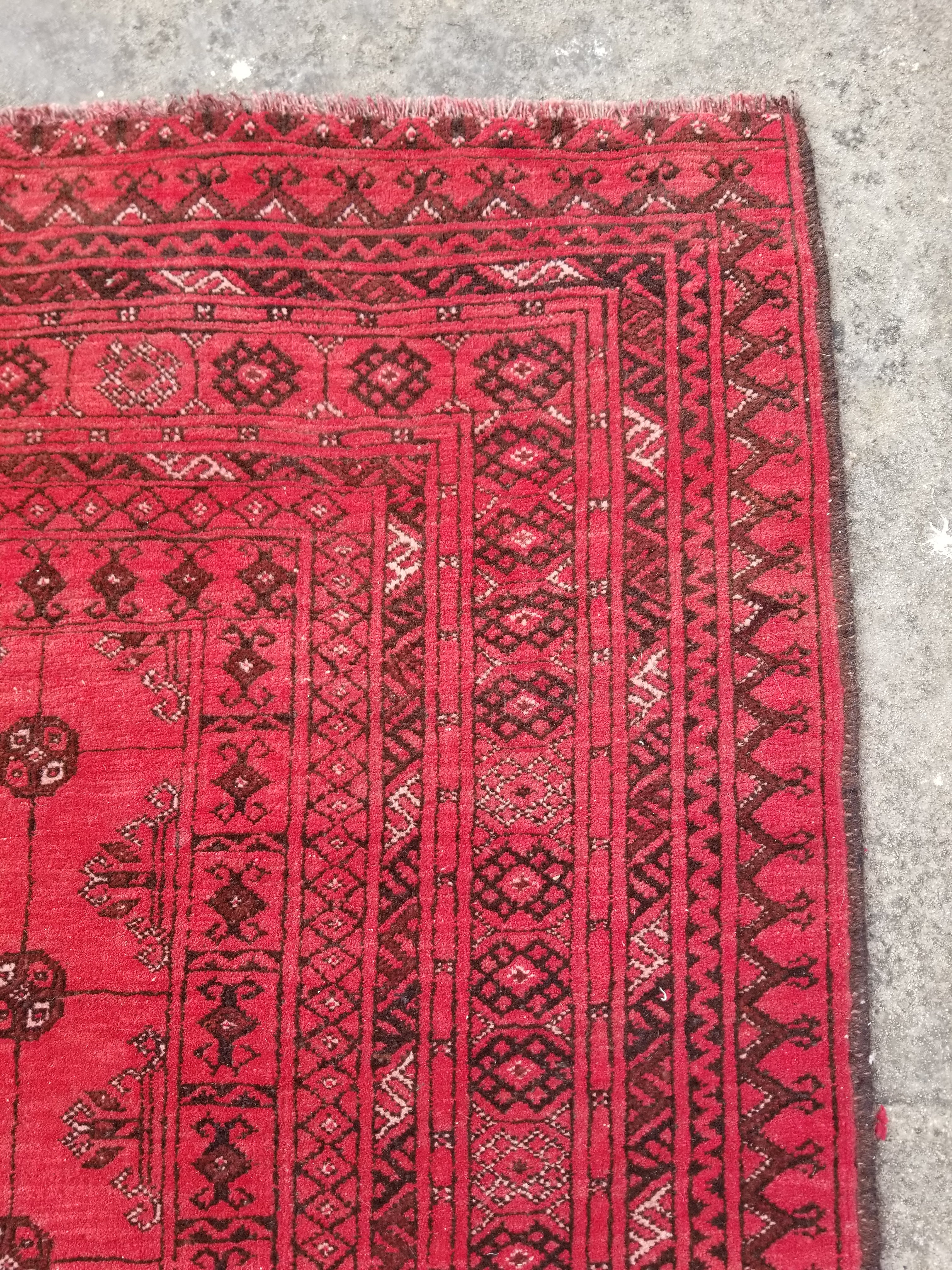 Vintage Traditional Handmade Afghan Turkmen Wool Multicolor Rug 248x195cm