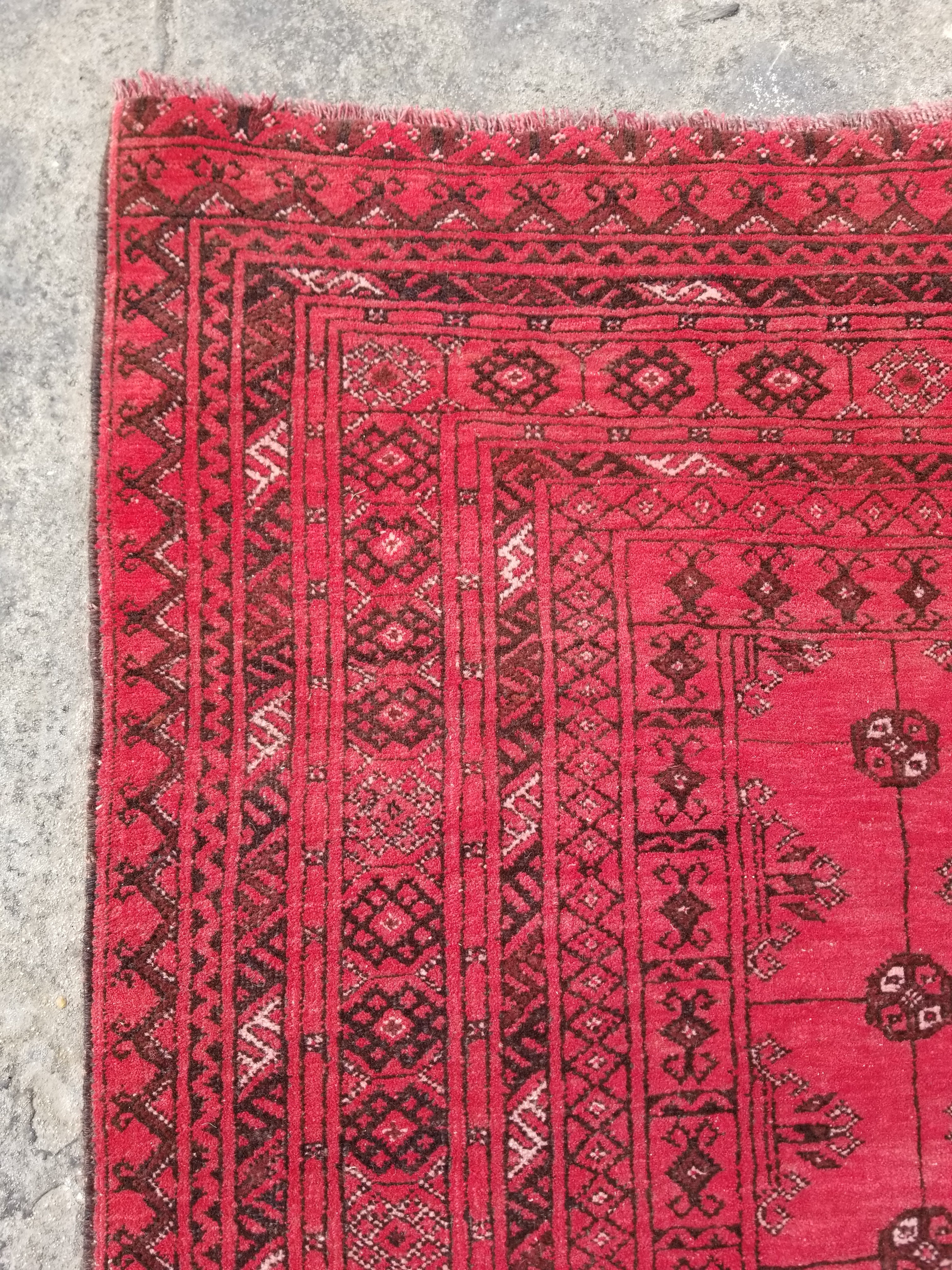 Vintage Traditional Handmade Afghan Turkmen Wool Multicolor Rug 248x195cm