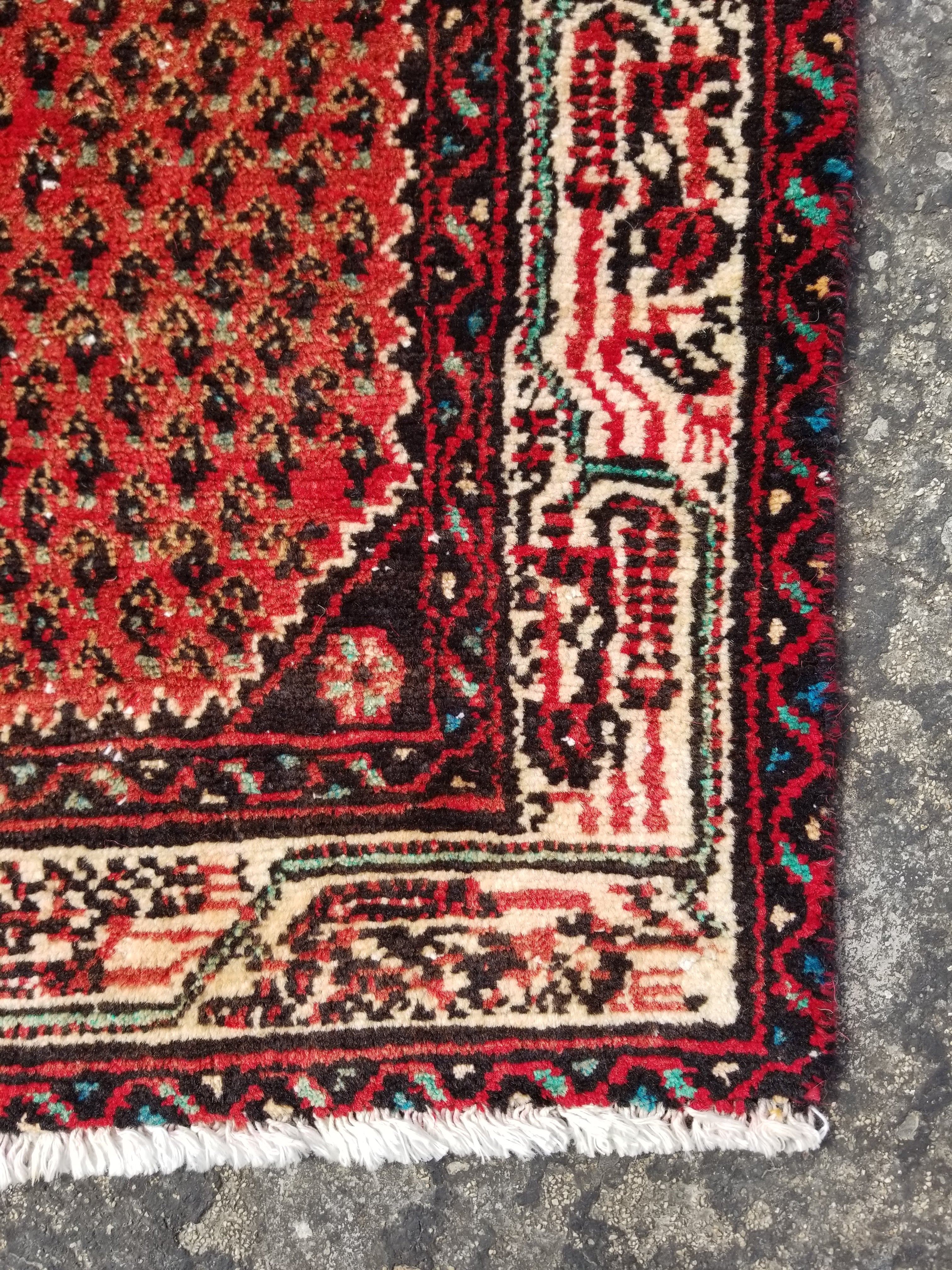 Vintage Traditional Handmade Hamadan Wool Multicolor Rug 86x66cm