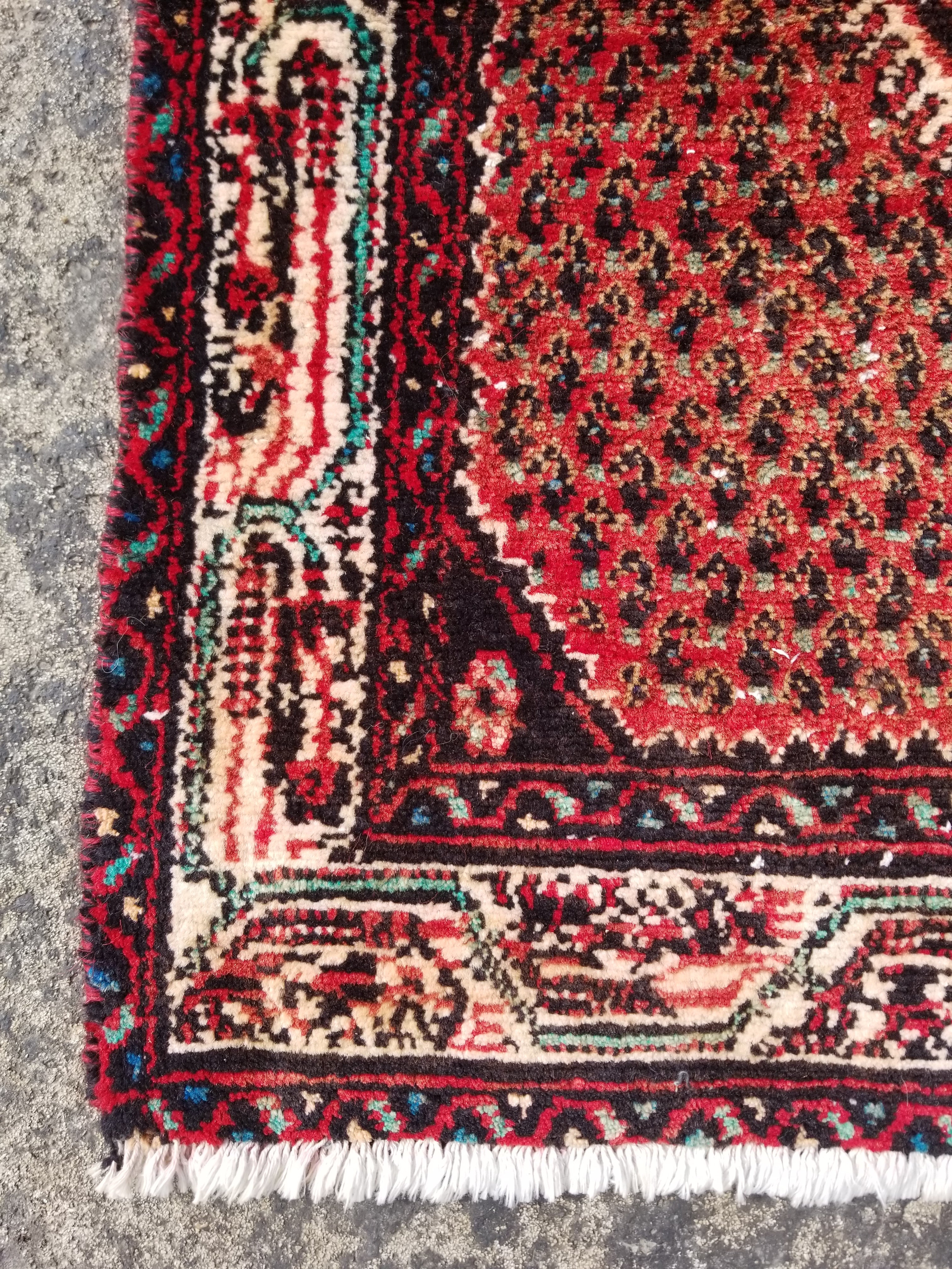 Vintage Traditional Handmade Hamadan Wool Multicolor Rug 86x66cm