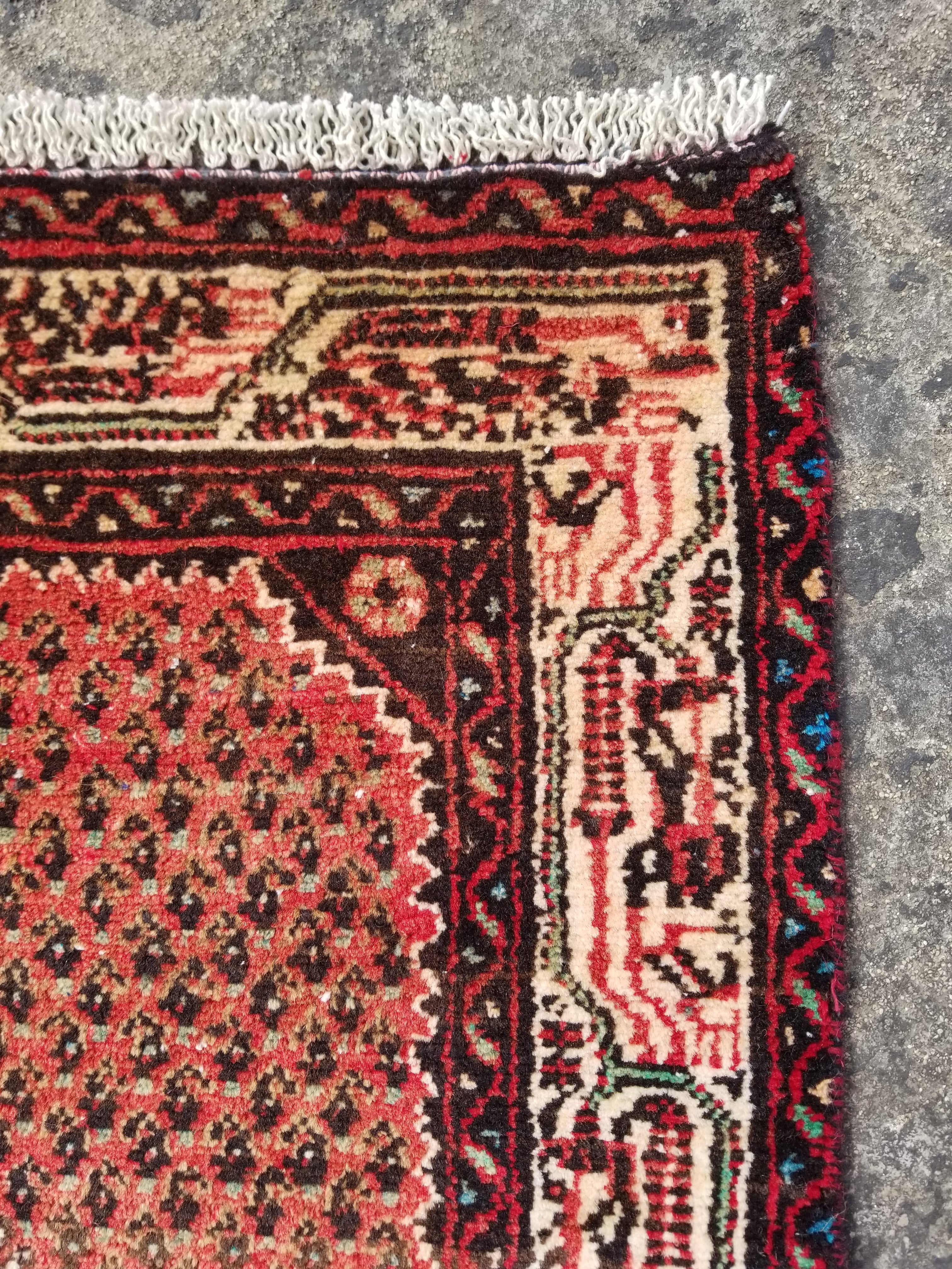 Vintage Traditional Handmade Hamadan Wool Multicolor Rug 86x66cm