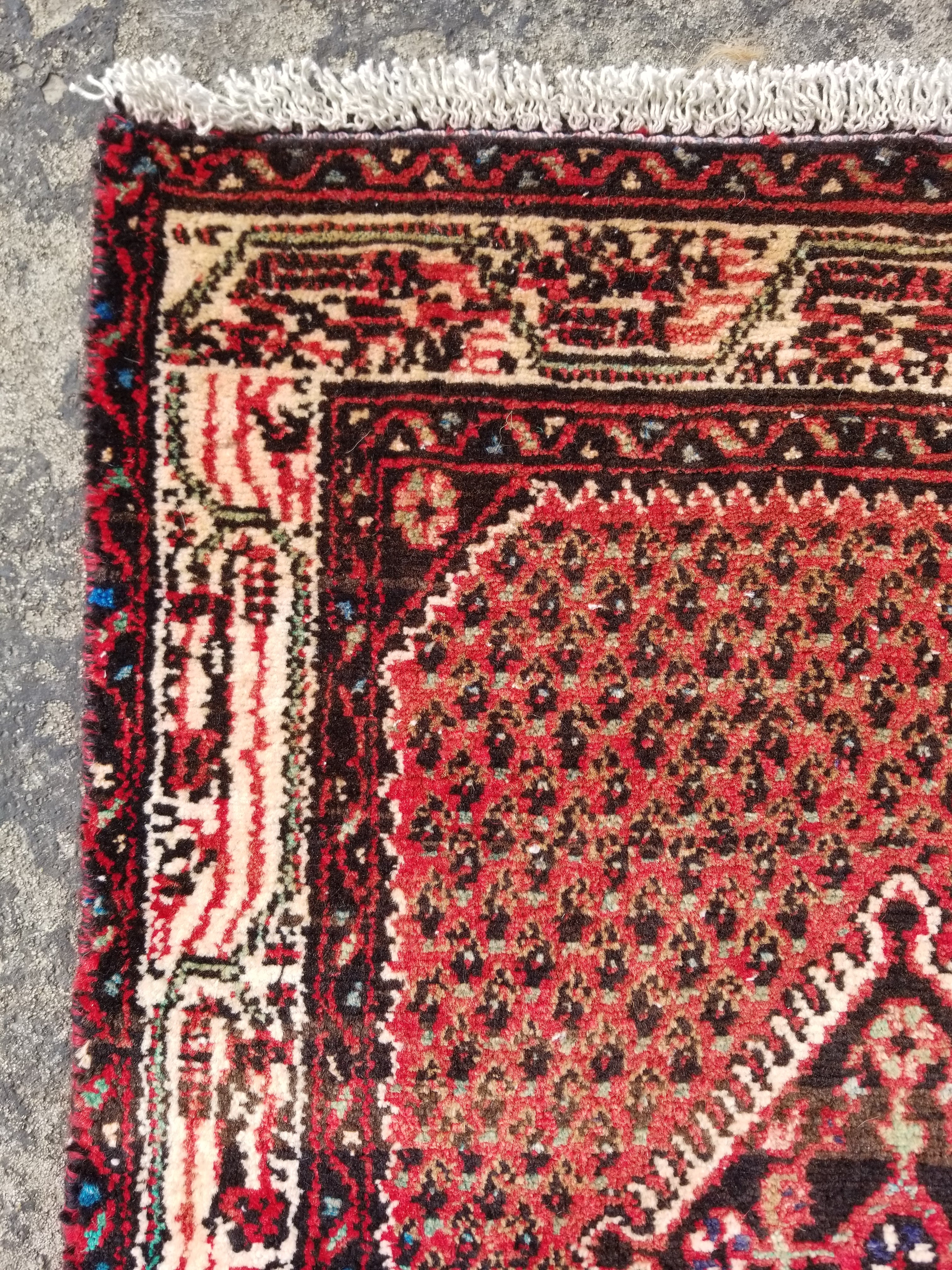 Vintage Traditional Handmade Hamadan Wool Multicolor Rug 86x66cm