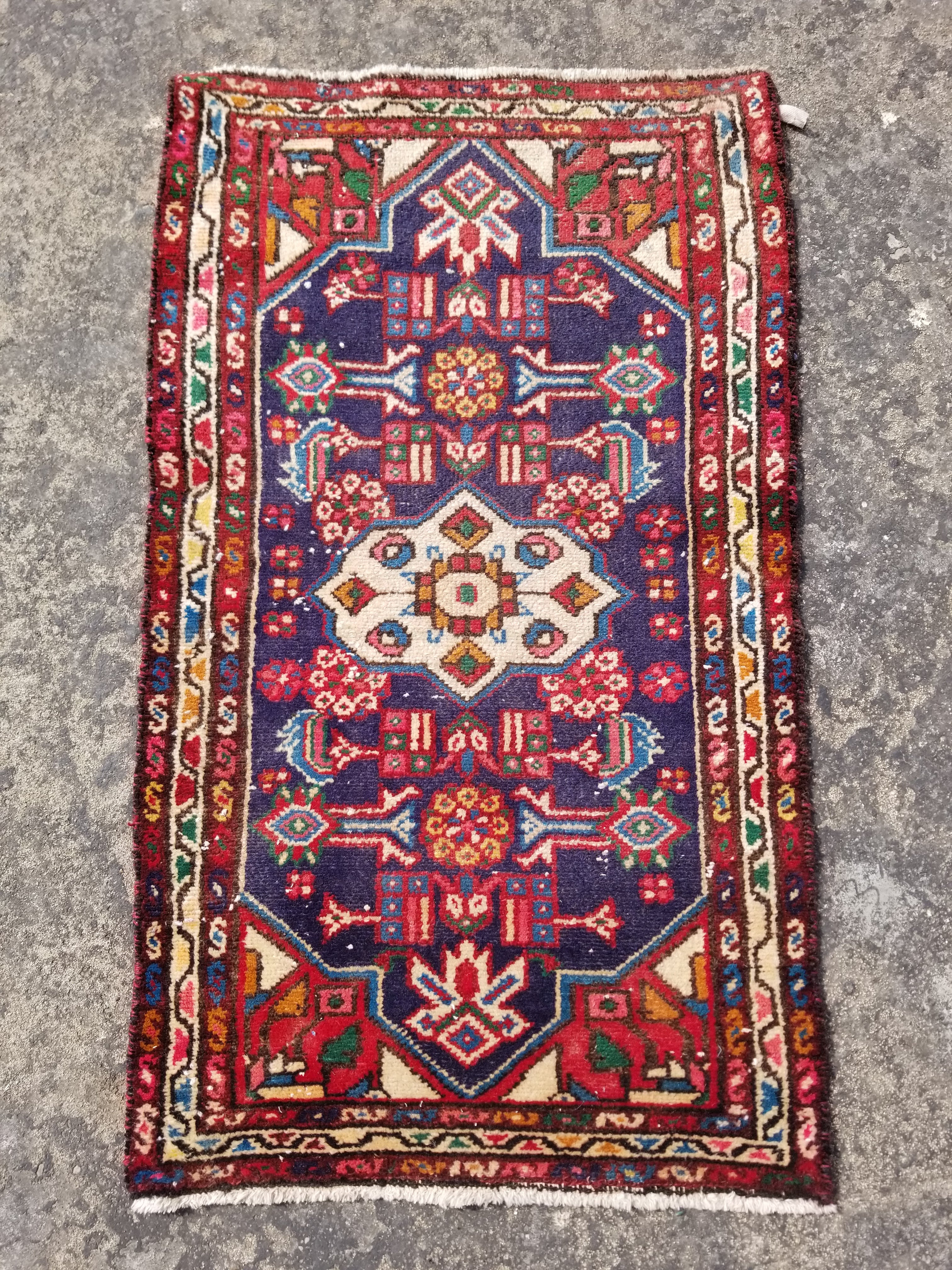 Antique Traditional Handmade Caucasian Kazak Wool Multicolor Rug 99x55cm