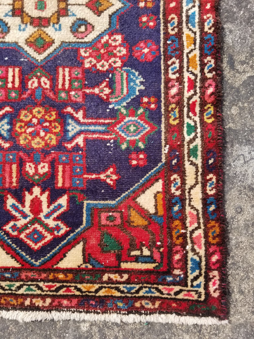 Antique Traditional Handmade Caucasian Kazak Wool Multicolor Rug 99x55cm