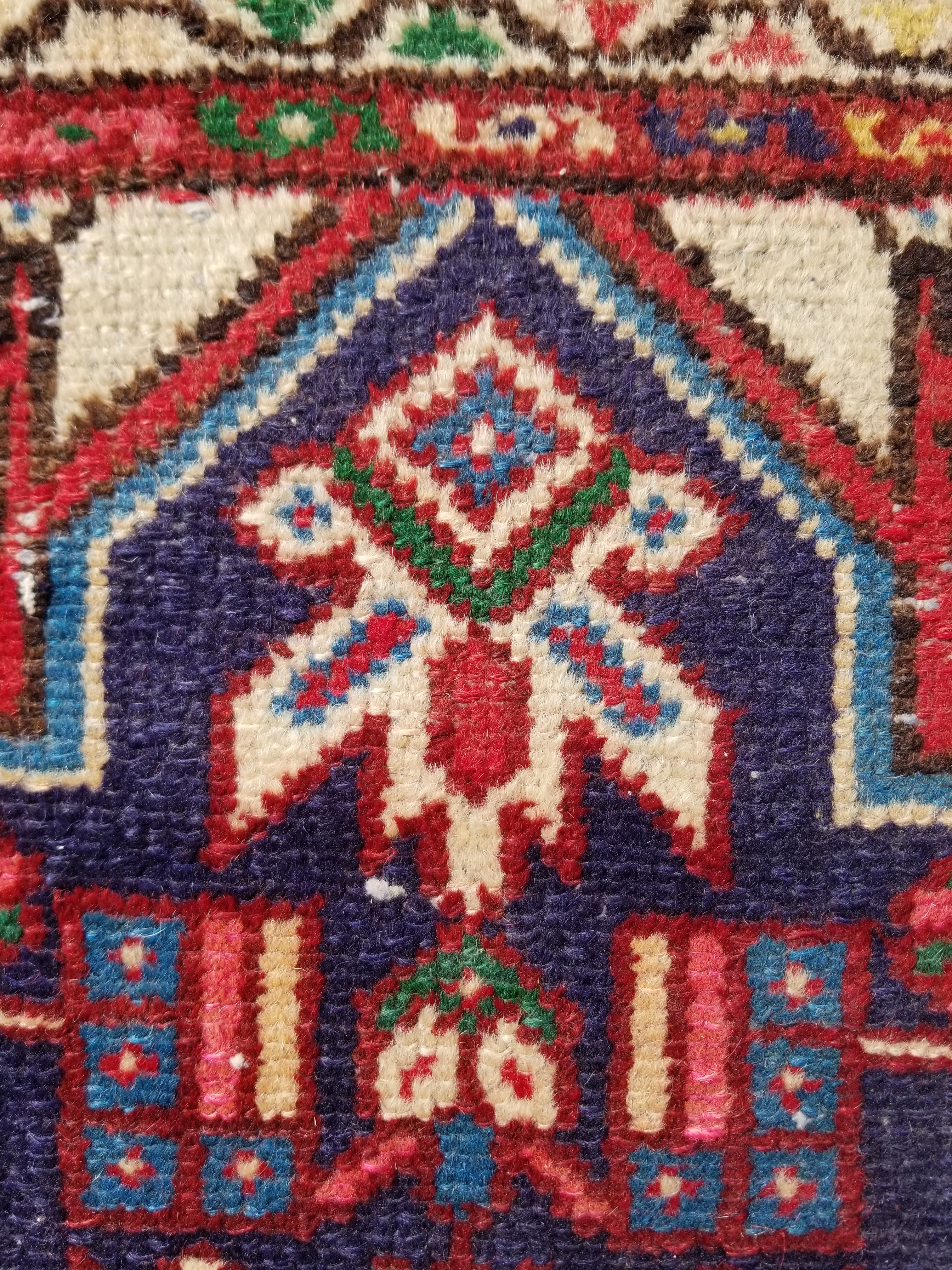 Antique Traditional Handmade Caucasian Kazak Wool Multicolor Rug 99x55cm