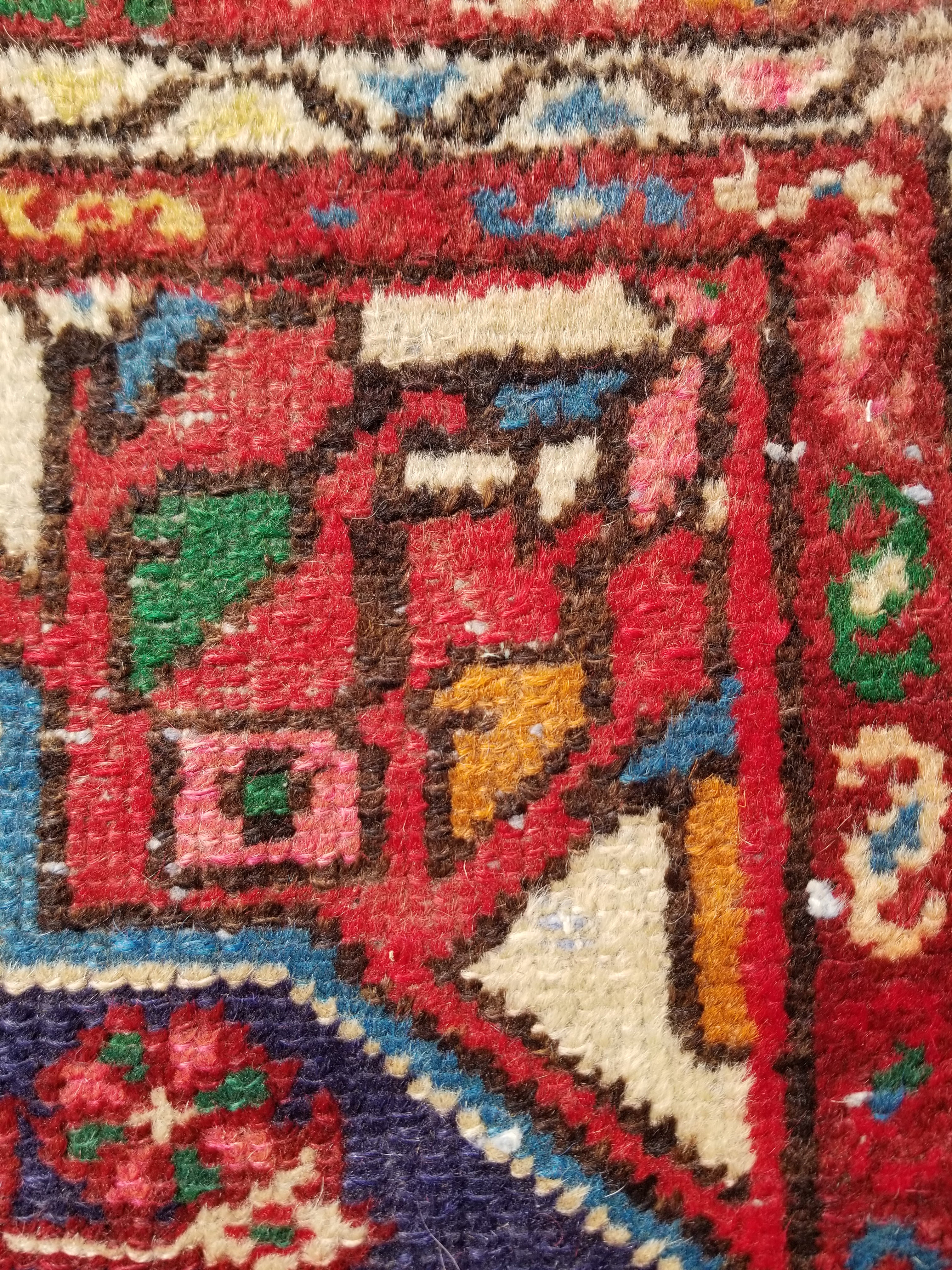 Antique Traditional Handmade Caucasian Kazak Wool Multicolor Rug 99x55cm