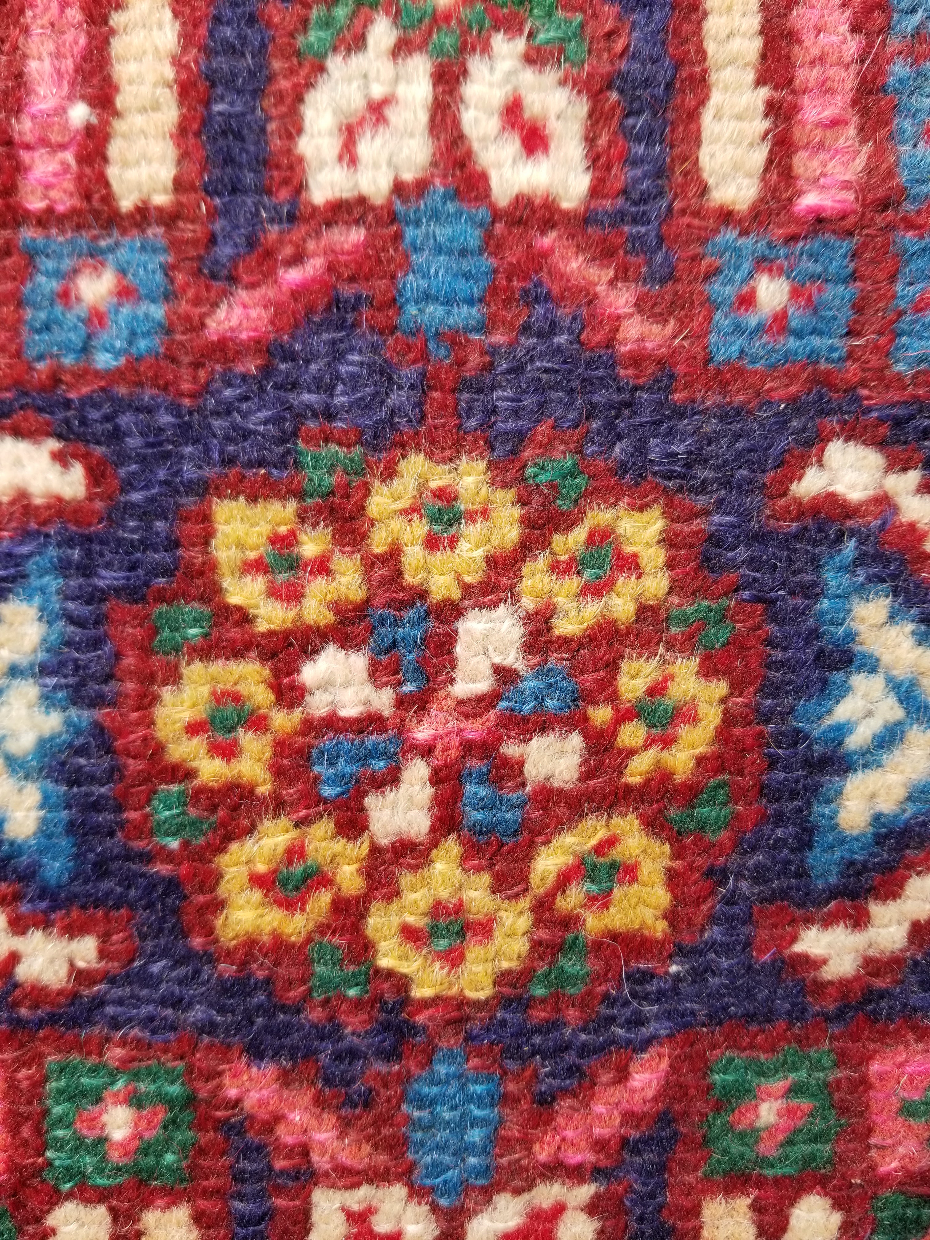 Antique Traditional Handmade Caucasian Kazak Wool Multicolor Rug 99x55cm
