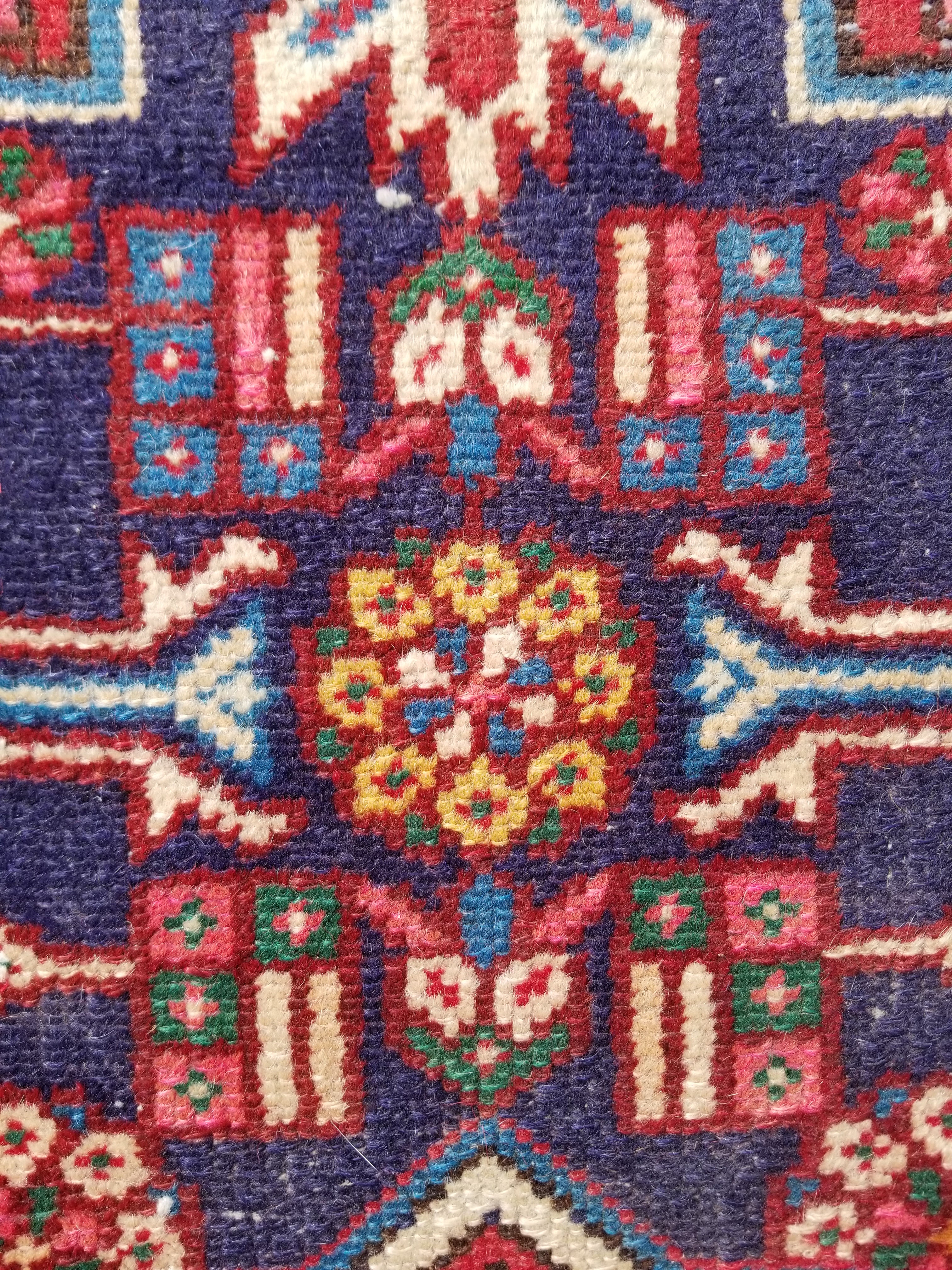 Antique Traditional Handmade Caucasian Kazak Wool Multicolor Rug 99x55cm