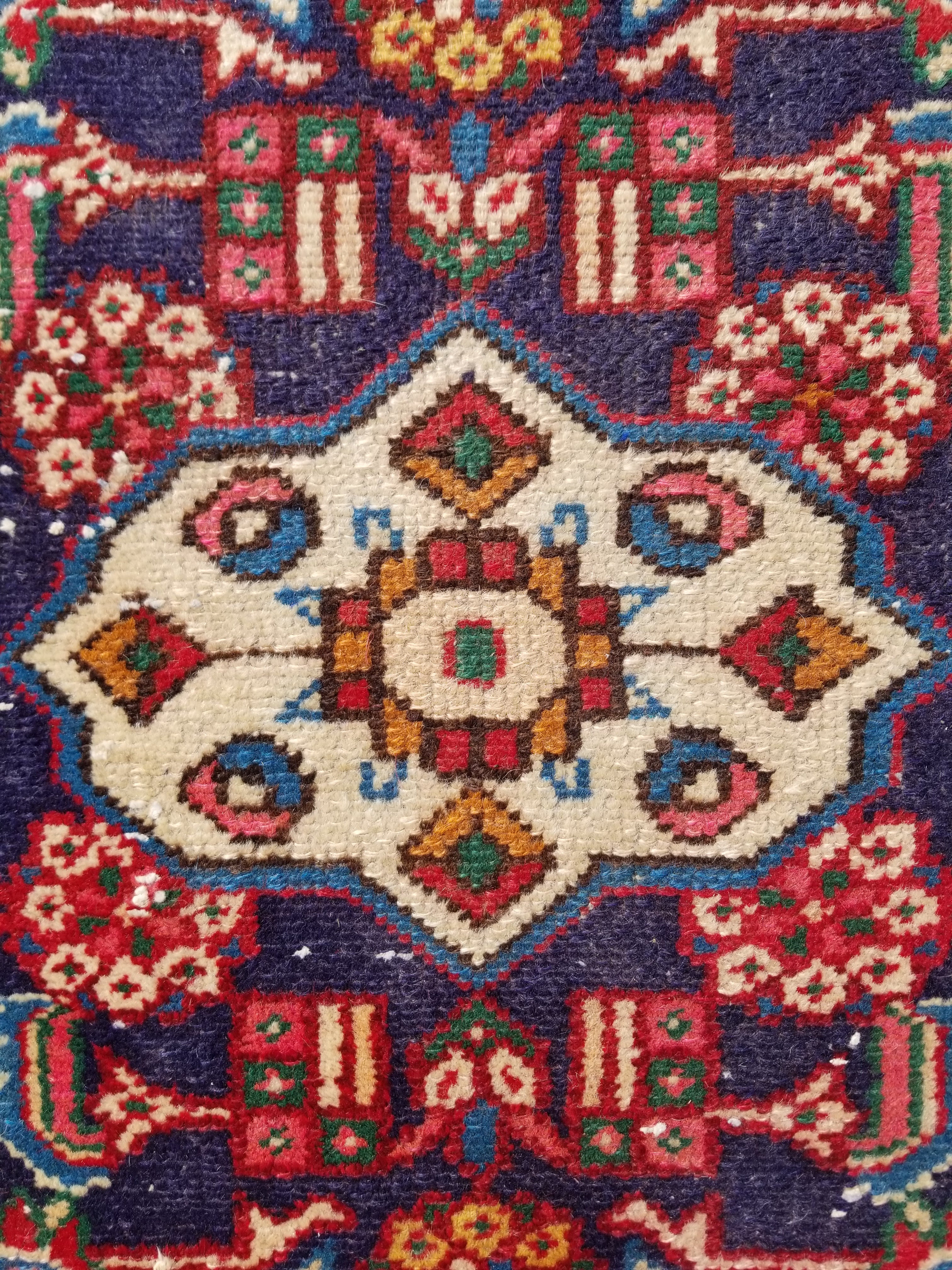 Antique Traditional Handmade Caucasian Kazak Wool Multicolor Rug 99x55cm