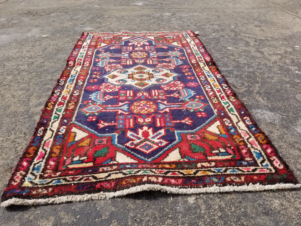 Antique Traditional Handmade Caucasian Kazak Wool Multicolor Rug 99x55cm