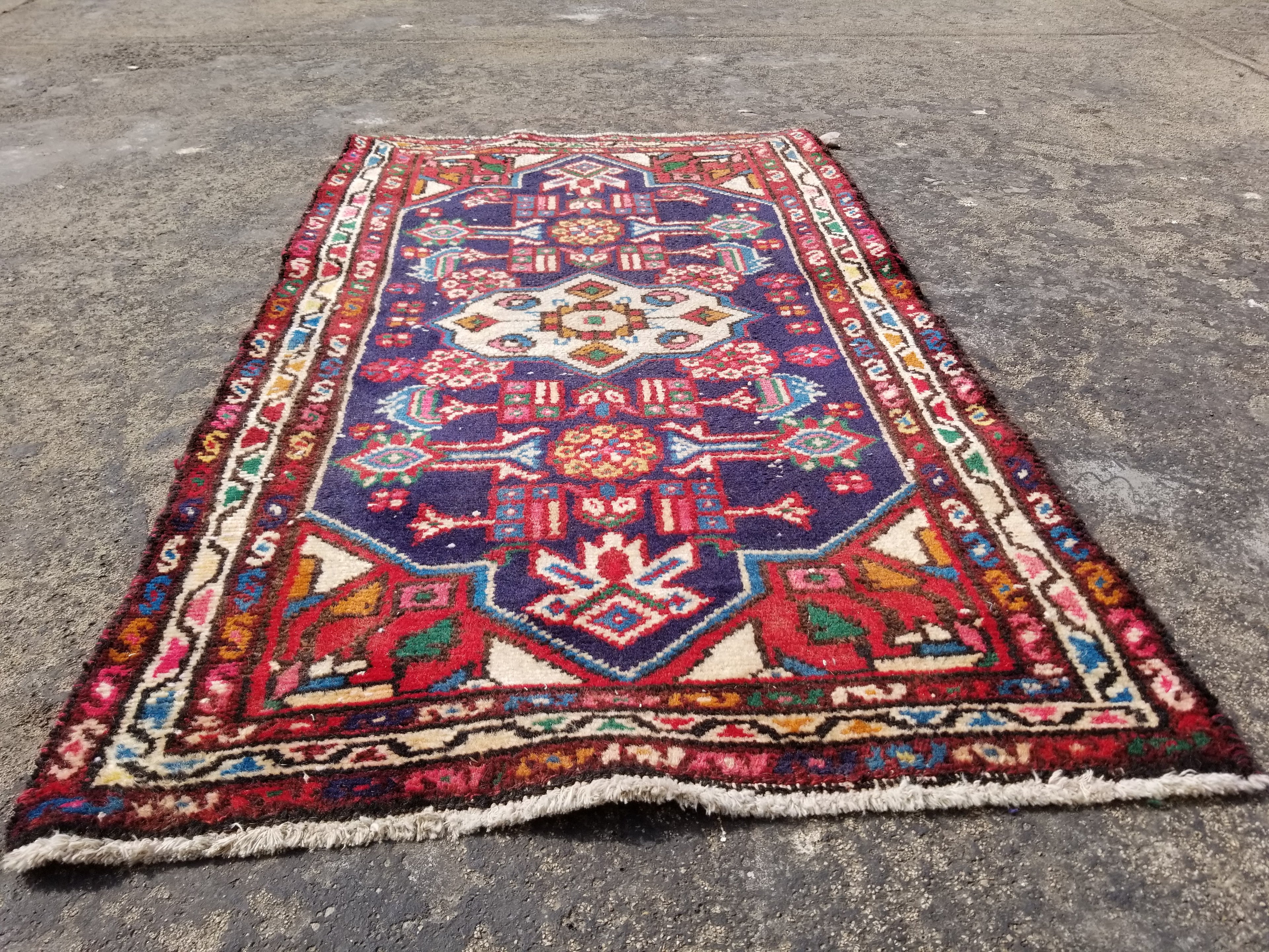 Antique Traditional Handmade Caucasian Kazak Wool Multicolor Rug 99x55cm