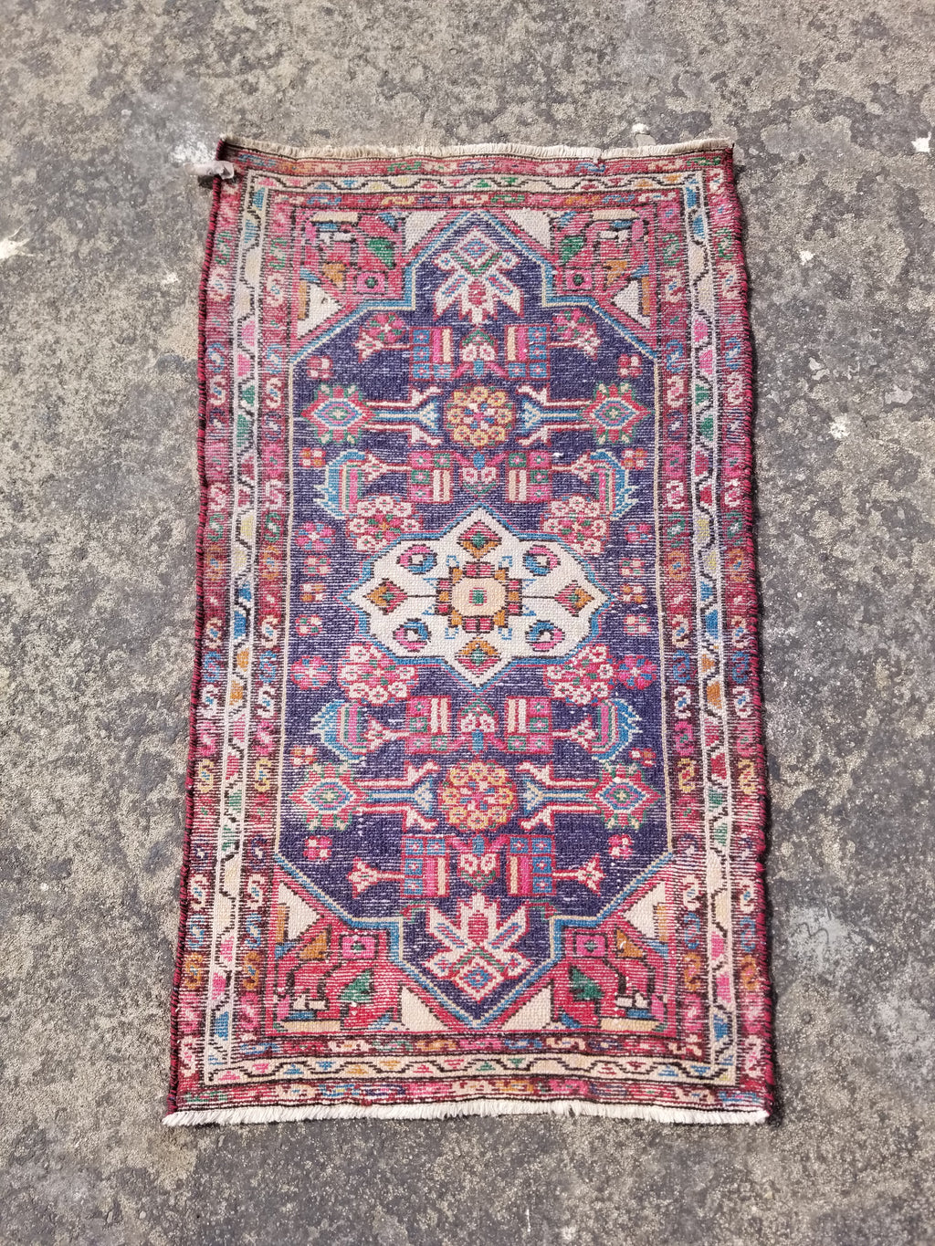 Antique Traditional Handmade Caucasian Kazak Wool Multicolor Rug 99x55cm