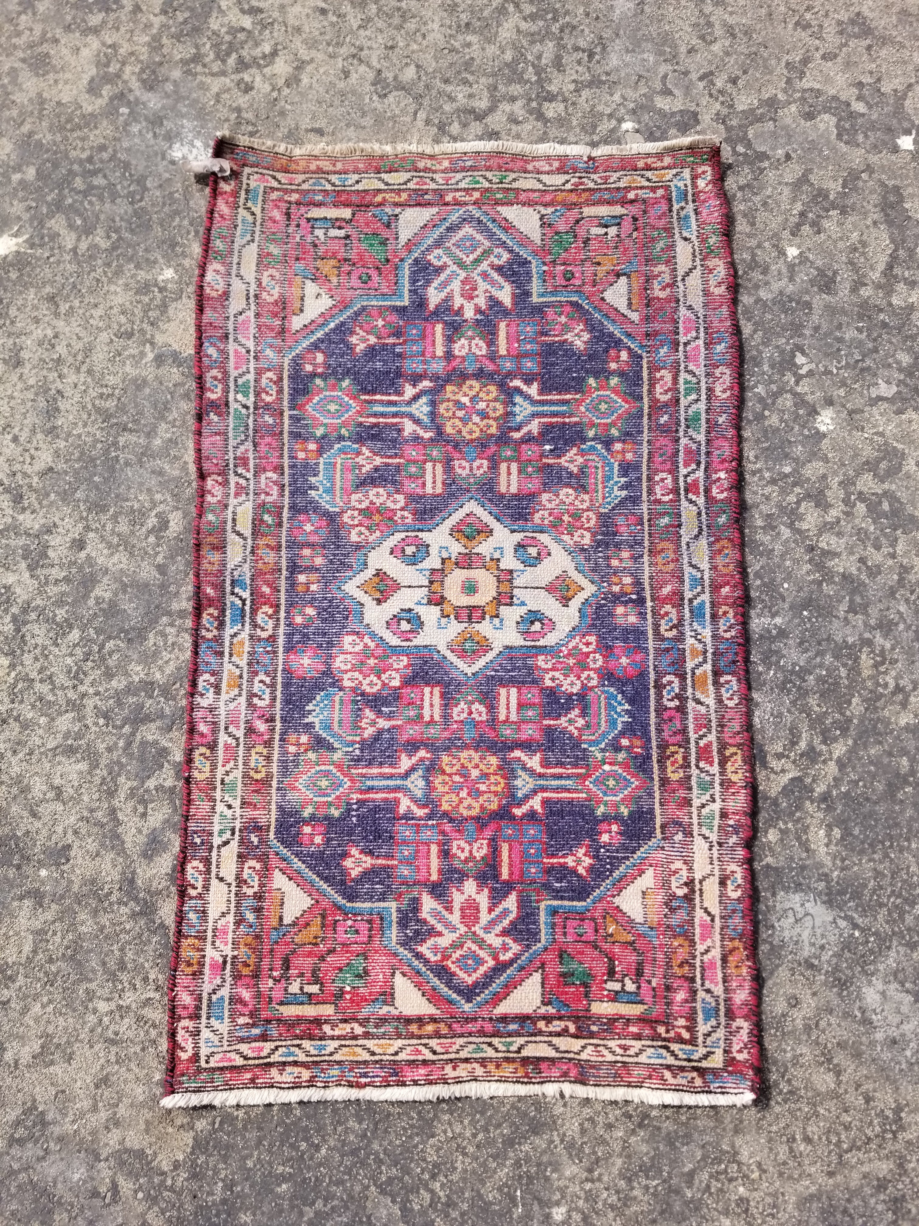 Antique Traditional Handmade Caucasian Kazak Wool Multicolor Rug 99x55cm