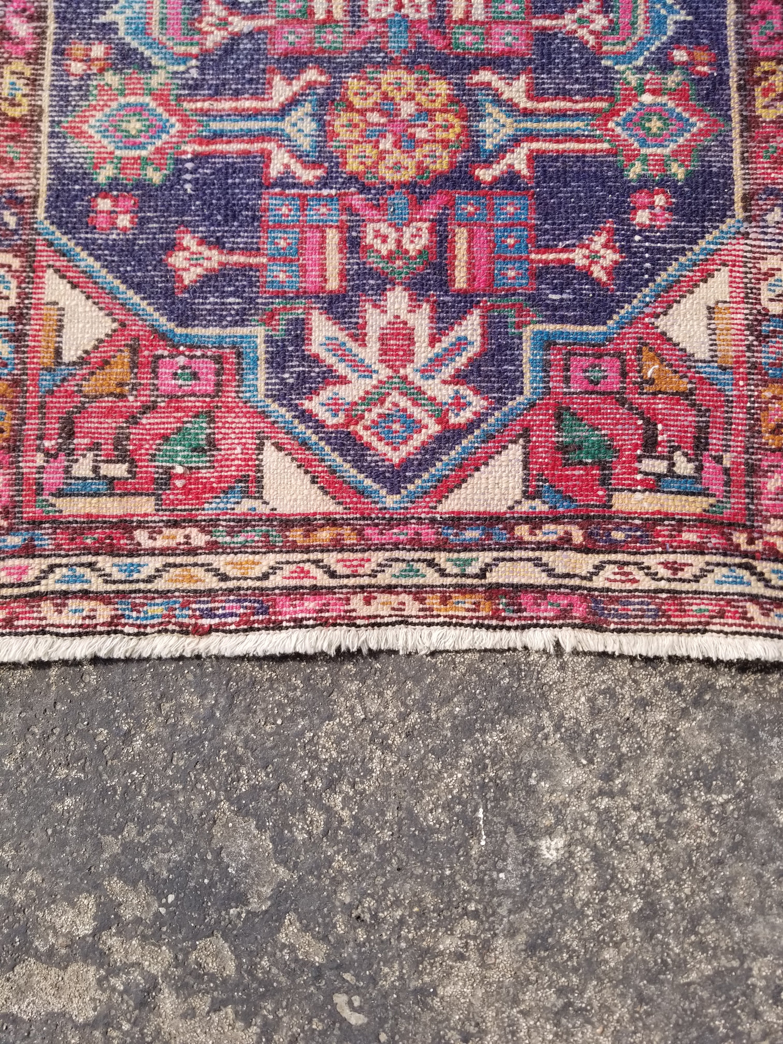 Antique Traditional Handmade Caucasian Kazak Wool Multicolor Rug 99x55cm