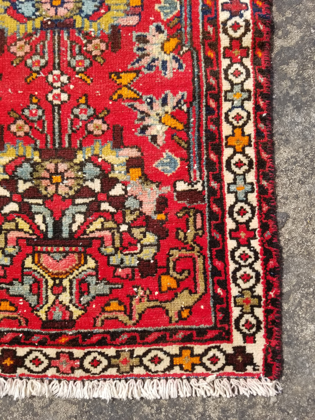 Semi Antique Traditional Handmade Karajeh Wool Multicolor Rug 78x58cm