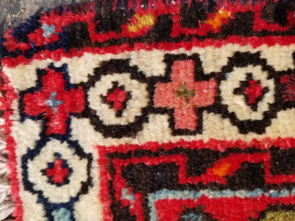 Semi Antique Traditional Handmade Karajeh Wool Multicolor Rug 78x58cm