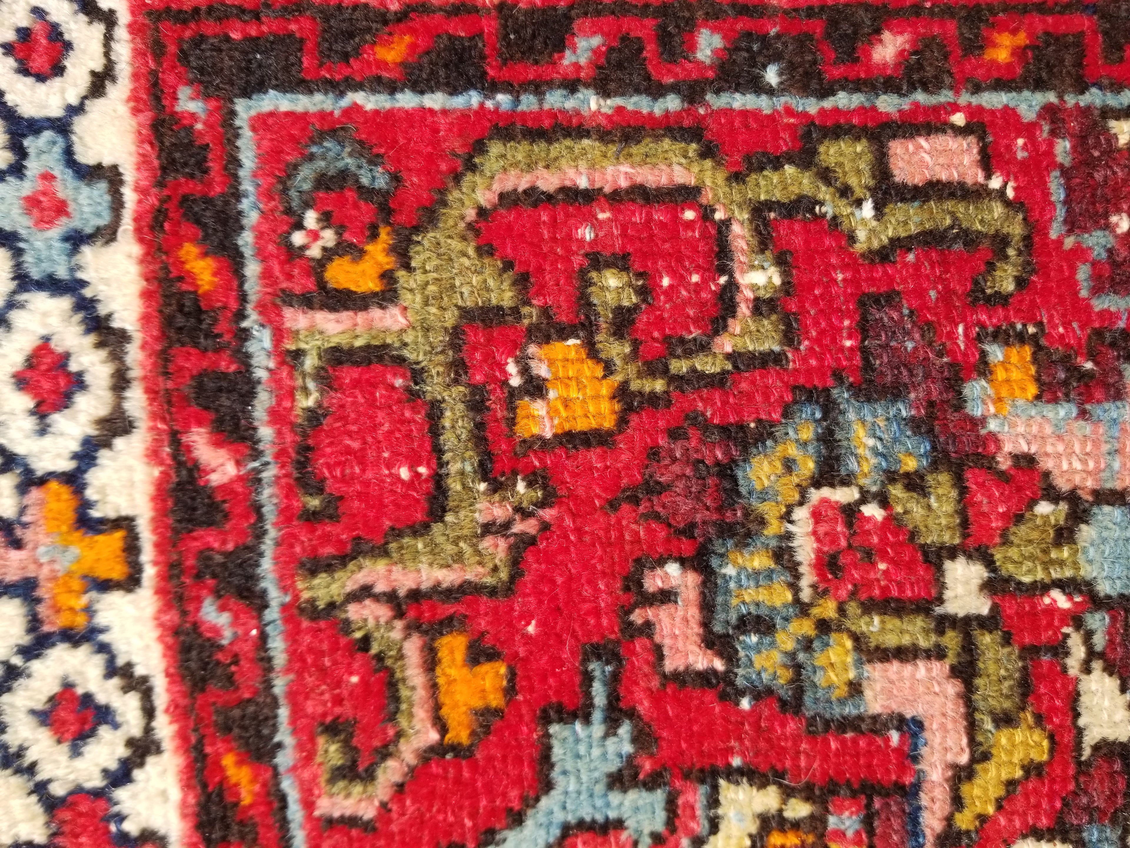 Semi Antique Traditional Handmade Karajeh Wool Multicolor Rug 78x58cm