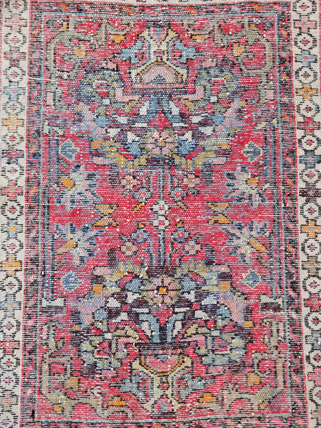 Semi Antique Traditional Handmade Karajeh Wool Multicolor Rug 78x58cm