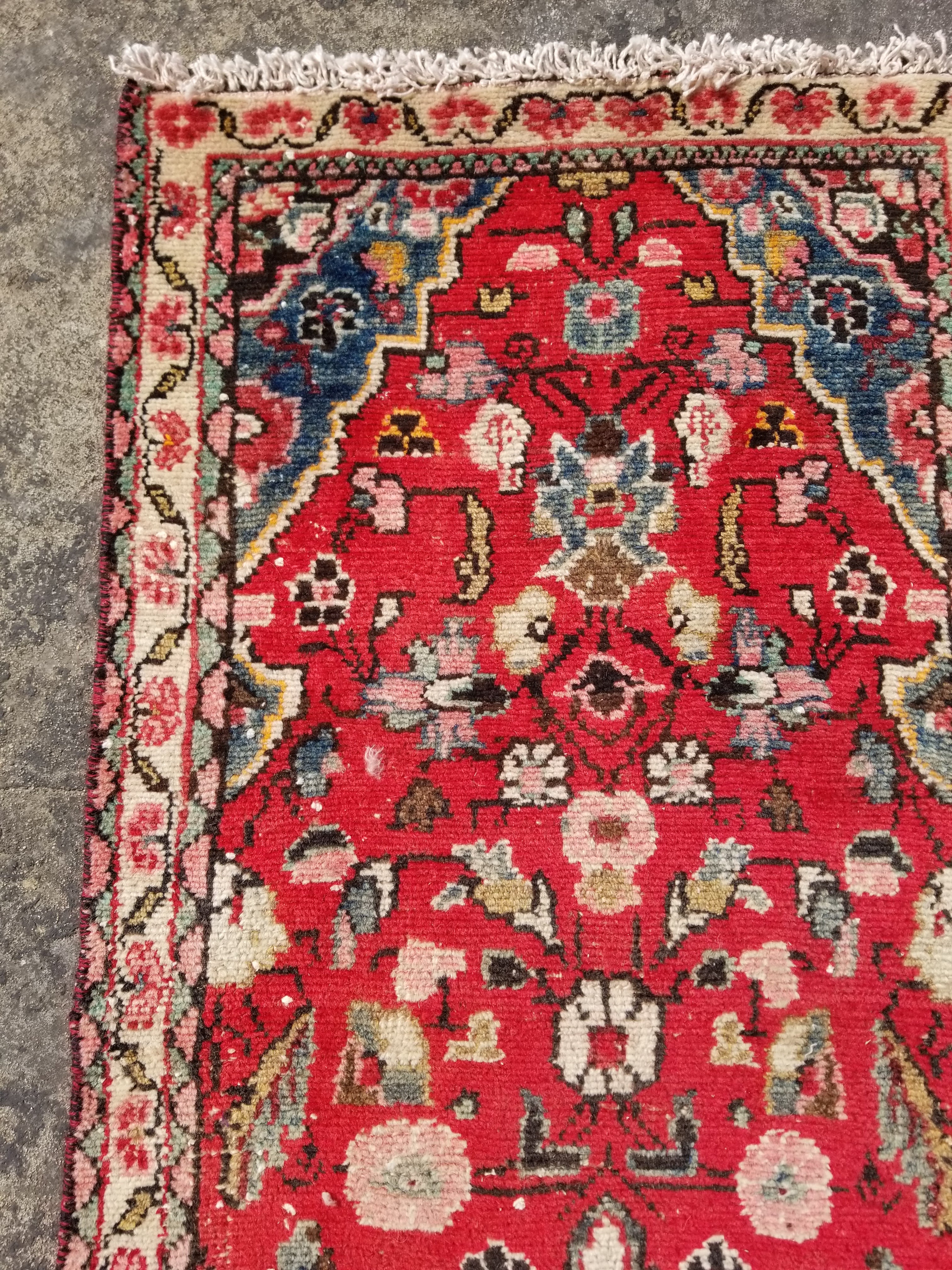Vintage Traditional Handmade Oriental Wool Multicolor Runner Rug 238x66cm