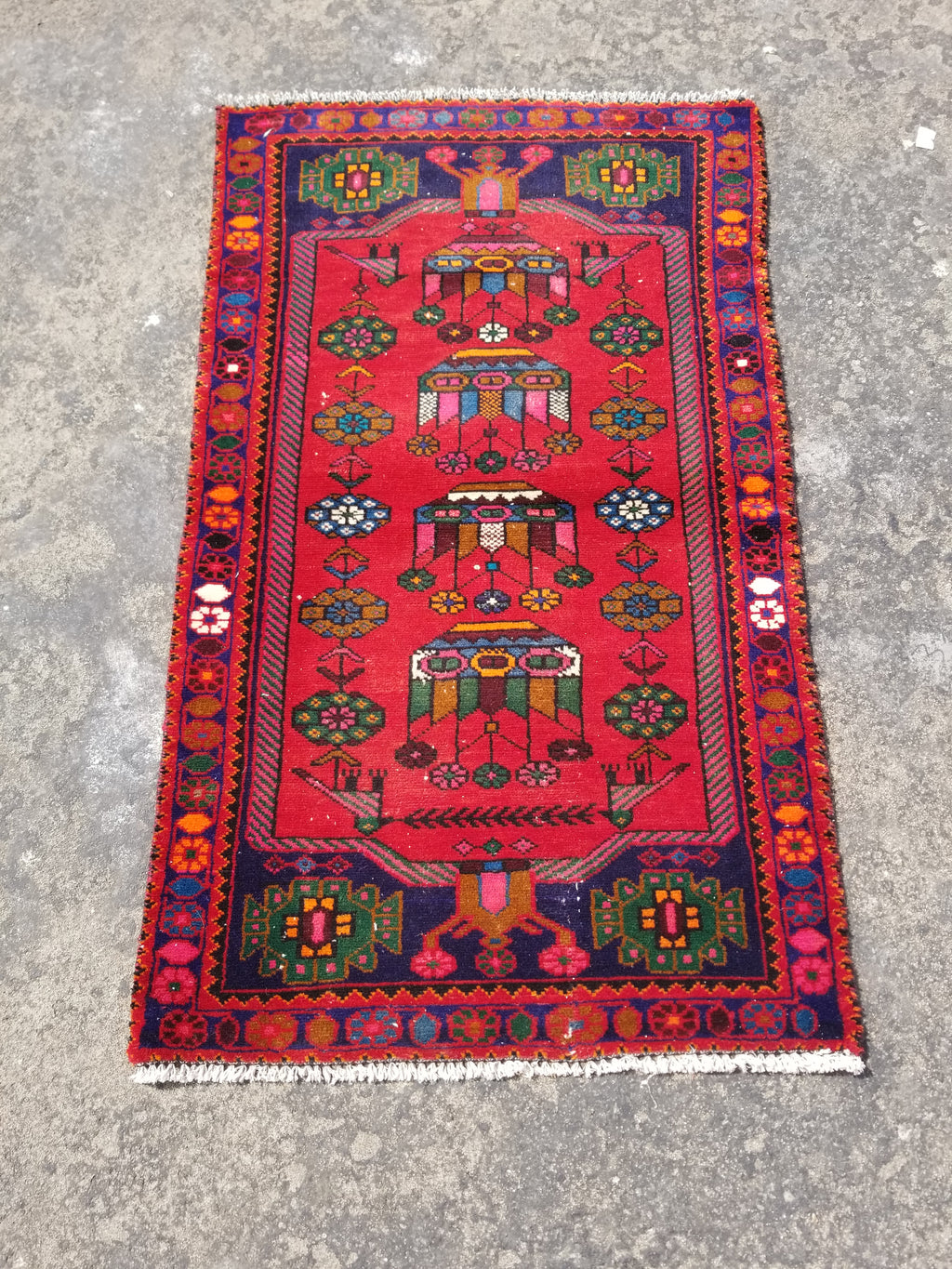 Antique Traditional Handmade Afghan Wool Multicolor Rug 119x73cm
