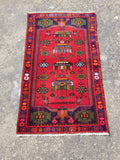 Antique Traditional Handmade Afghan Wool Multicolor Rug 119x73cm